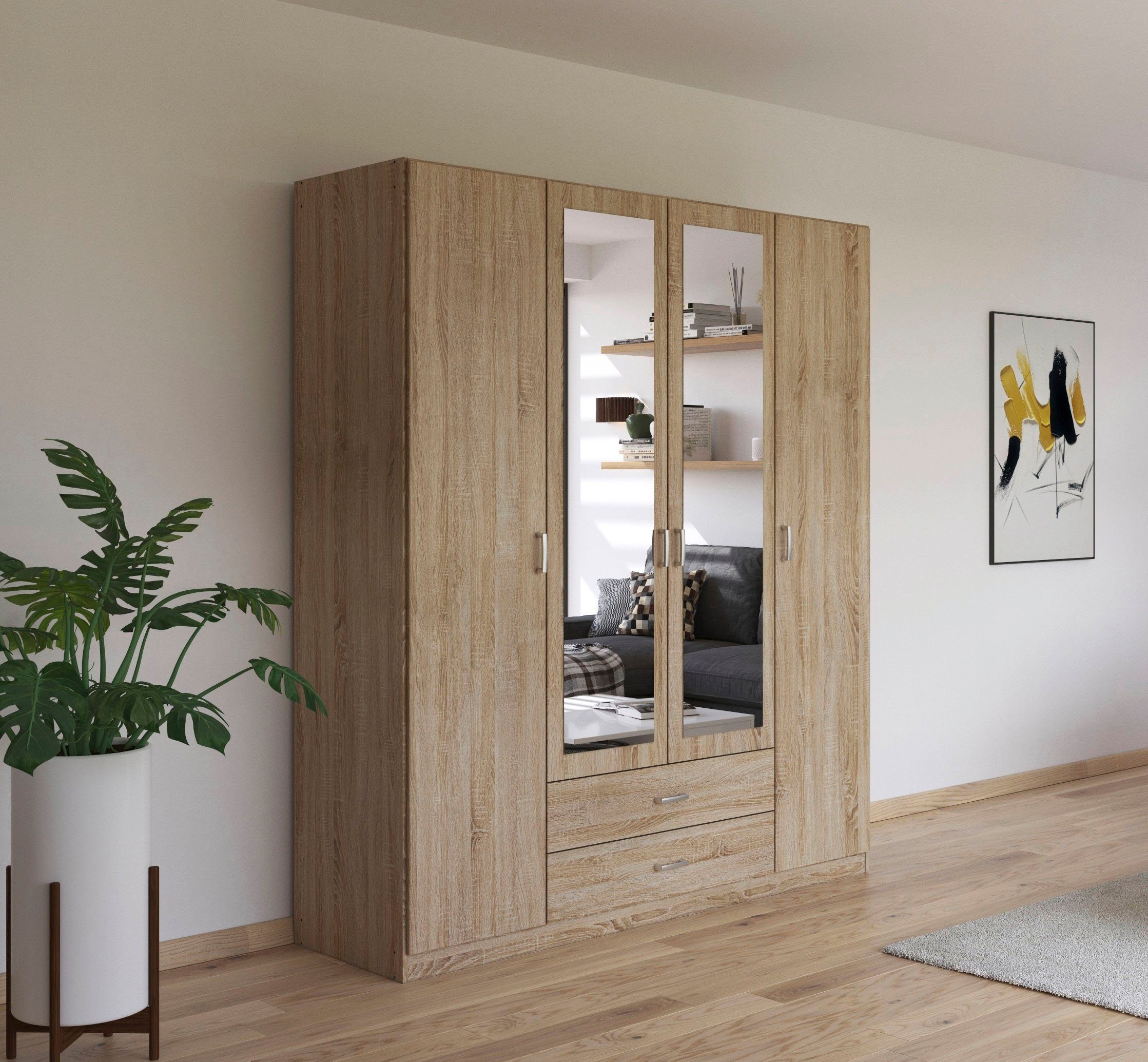 rauch Kleiderschrank Schrank Garderobe Ankleide GAMMA Breiten 91/136/181/226/271/315/360 cm (in 3 Ausstattungen BASIC/CLASSIC/PREMIUM (inkl. SOFT-CLOSE-Funktion – Bild 2 von 5