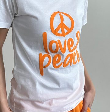 Zuckerwatte Print-Shirt LOVE & PEACE aus 100% Baumwolle, mit Rundhalsausschnitt