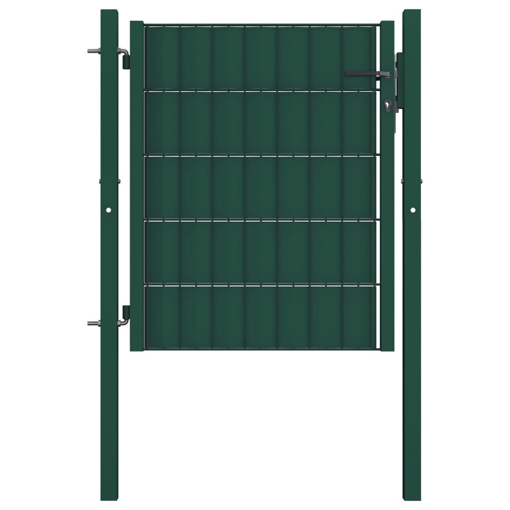 vidaXL Gartentor 100 x 100 cm Zauntor PVC und Stahl 100x101 cm Grün Abschließbar Schlüs