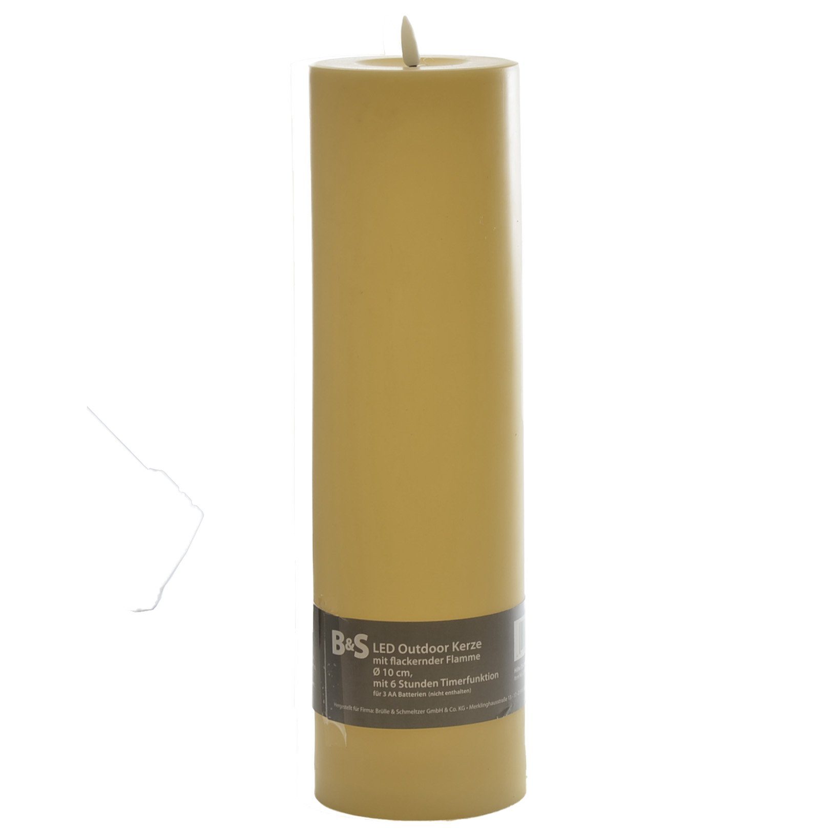 B&S LED-Kerze LED Kunststoffkerze Outdoor creme 35 x Ø 10 cm Flackerflamme & Timer
