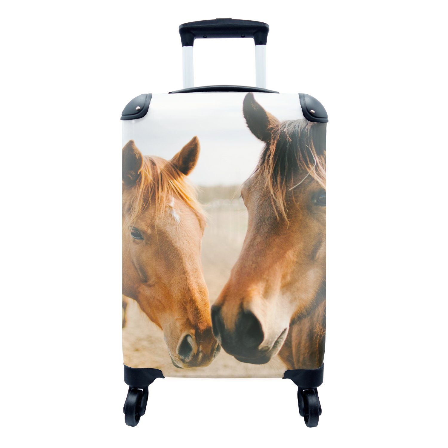 MuchoWow Handgepäckkoffer Pferd - Strand - Tiere, 4 Rollen, Reisetasche mit rollen, Handgepäck für Ferien, Trolley, Reisekoffer