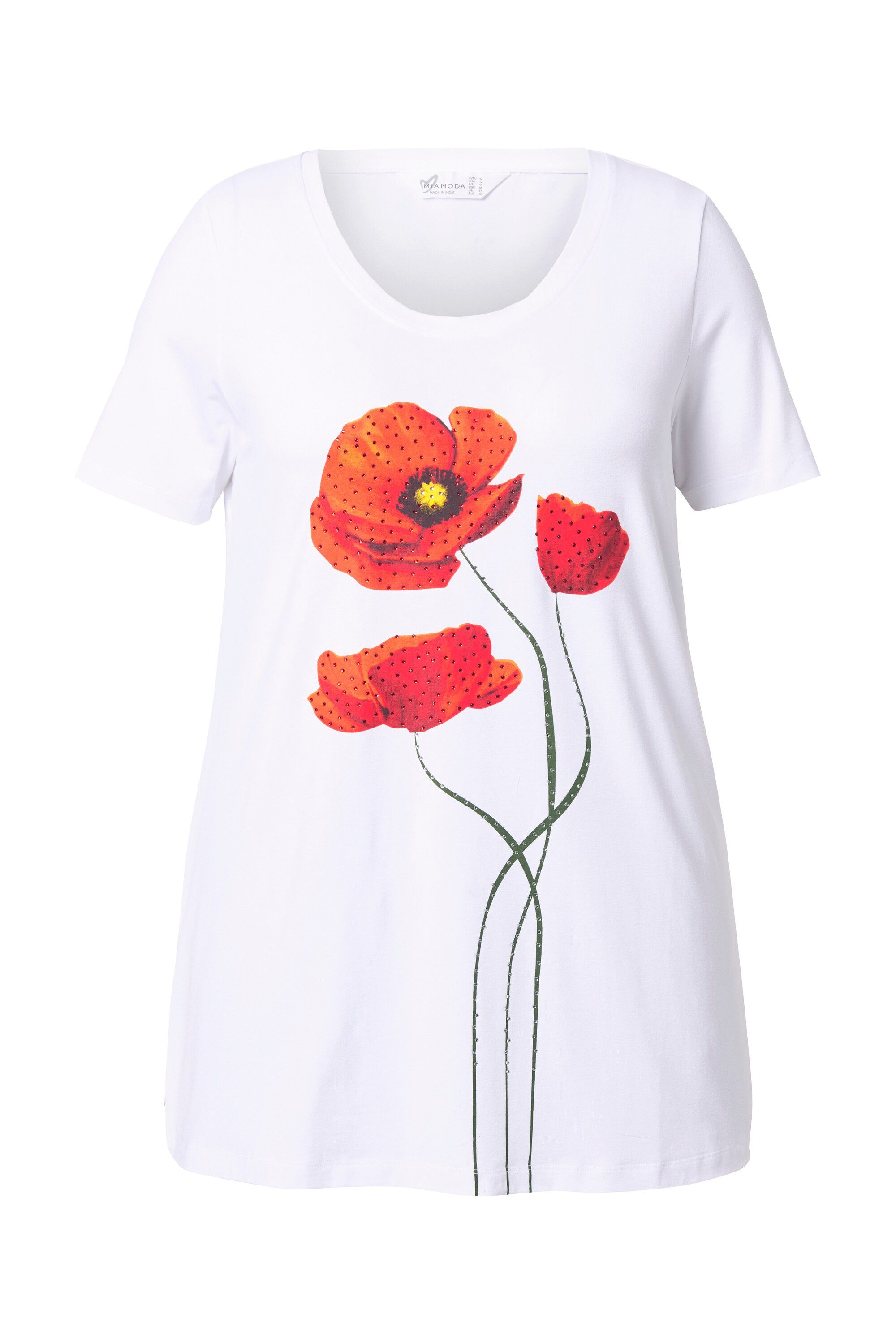 MIAMODA T-Shirt T-Shirt A-Linie Glitzersteinchen Blüten-Motiv günstig online kaufen