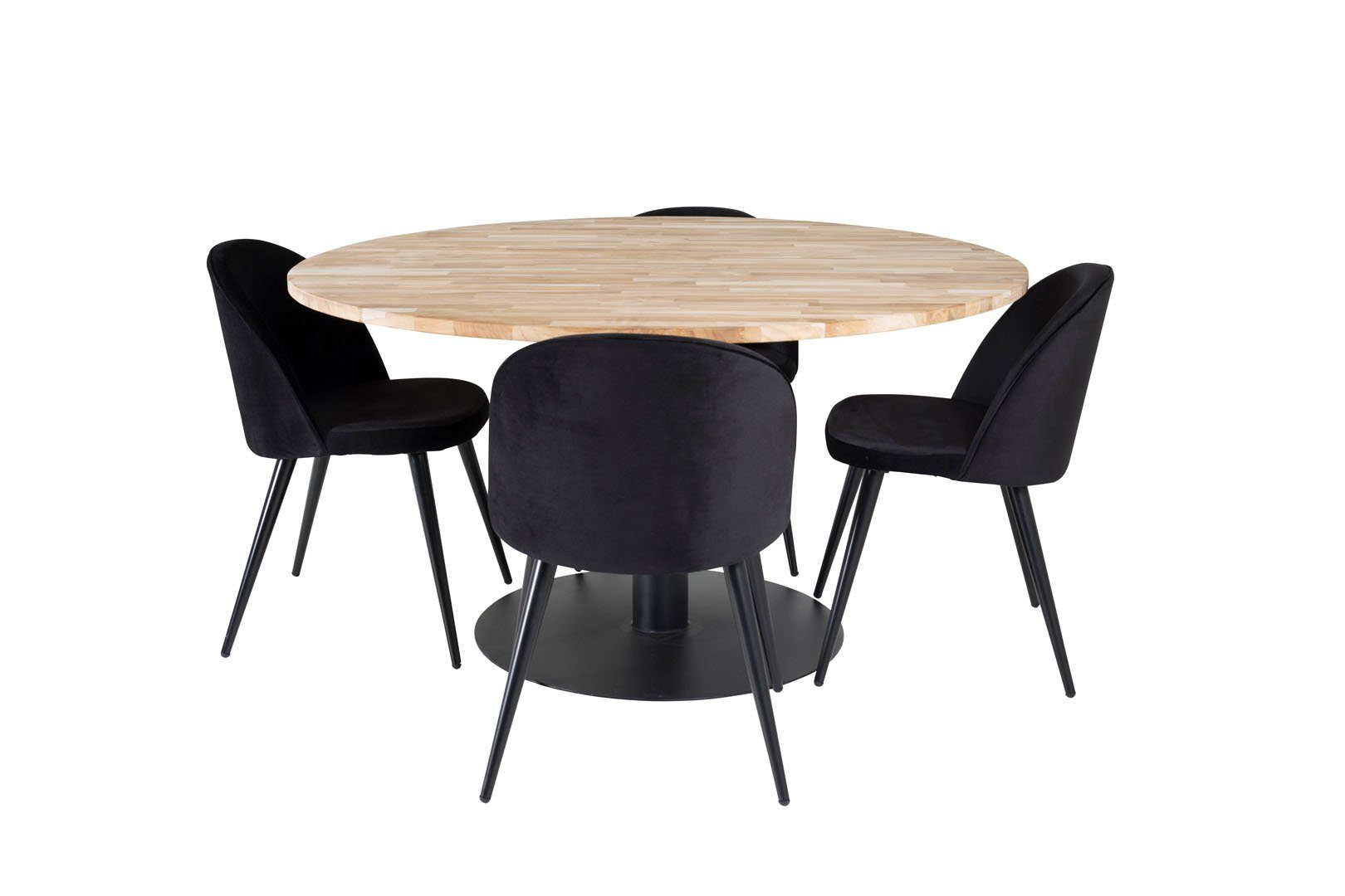 ebuy24 Essgruppe Cirebon140 Essgruppe Esstisch Teak und 4 Velvet Es, (5-tlg) Teak Dekor