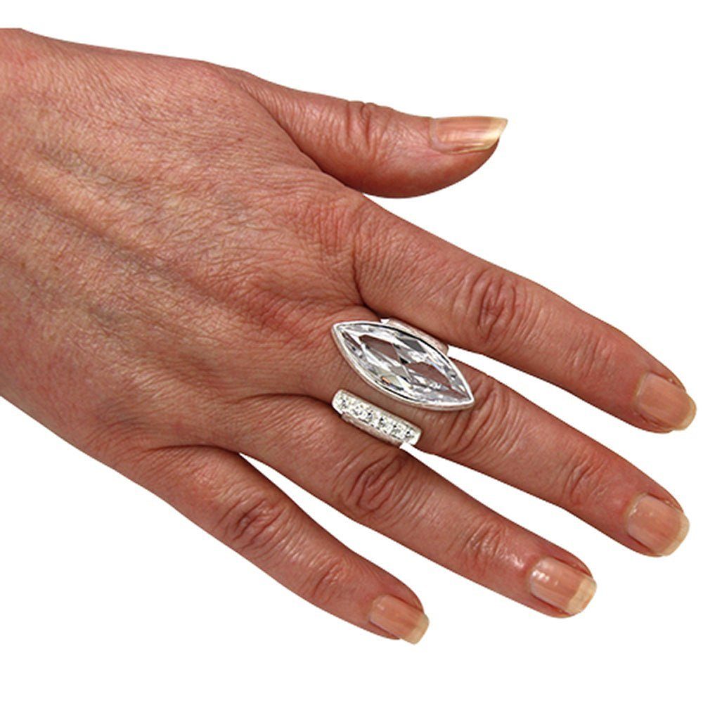 Deutschland Ring (Sterling 925), Silber DESIGNSCHMUCK SKIELKA Goldschmiedearbeit "Marquise" Silberring hochwertige aus Silber
