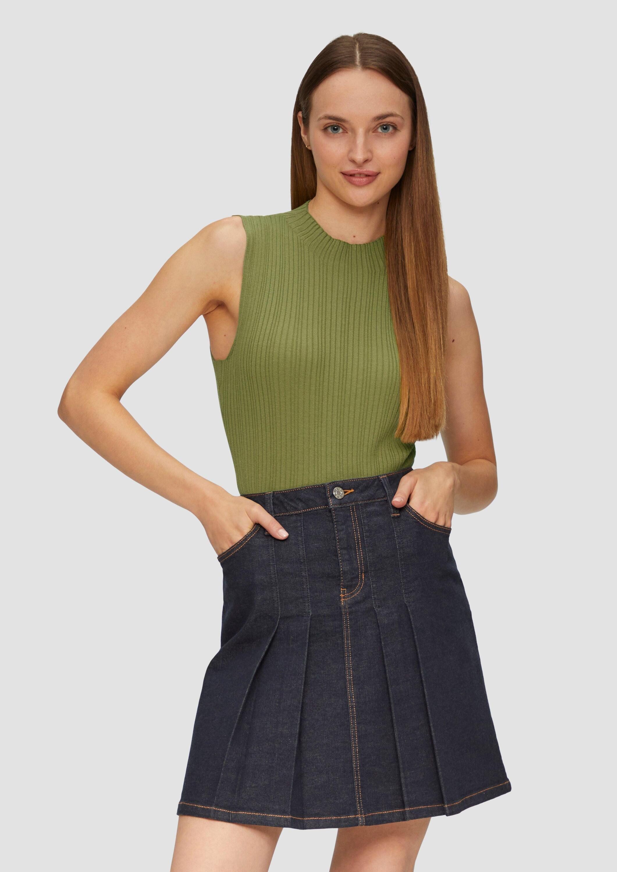 s.Oliver Muscleshirt Strickpullunder Geripptes Stricktop aus Viskosestretch günstig online kaufen