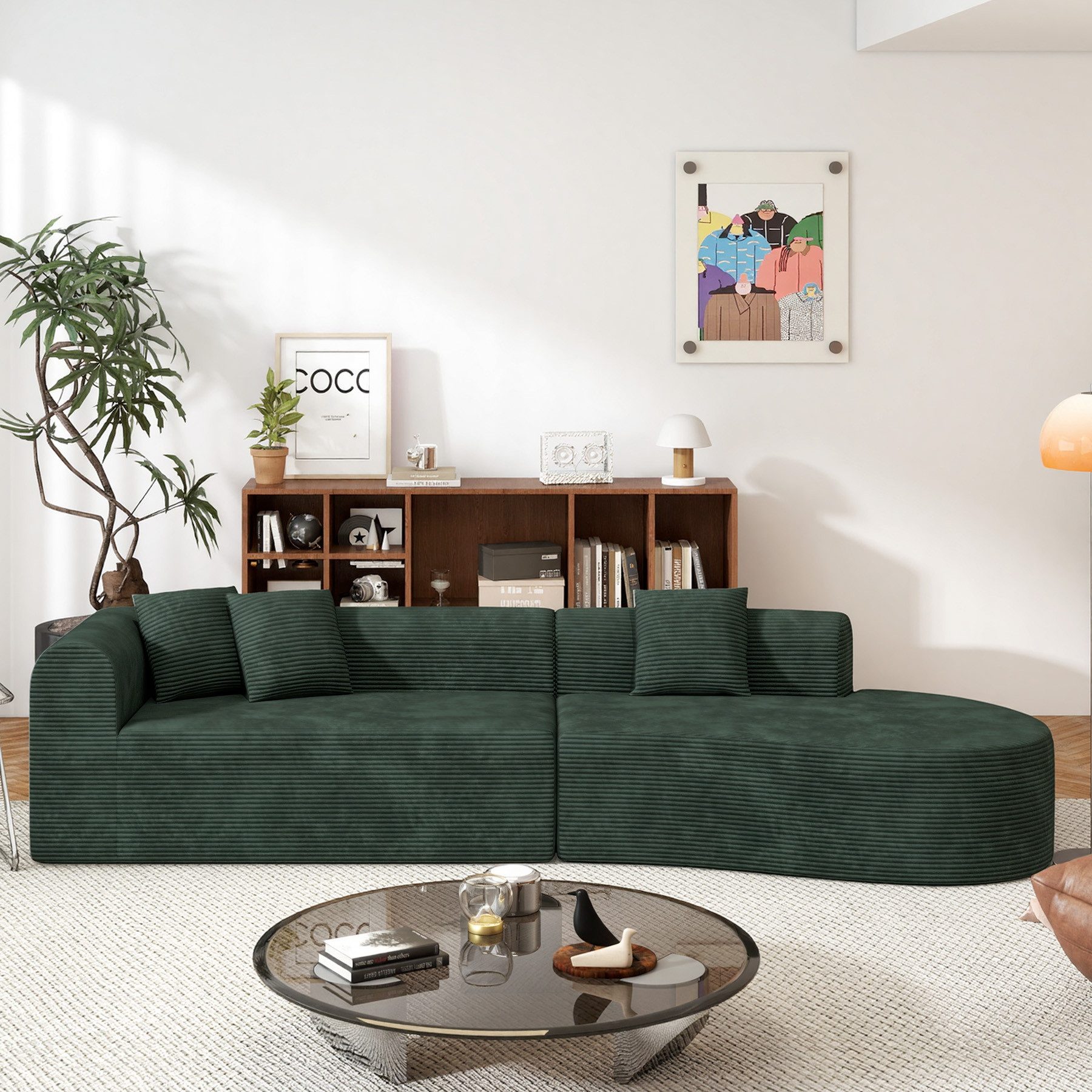 Aivermeil Ecksofa 4-6 Sitzer L-Form Cloud Couch aus Cord, Modulares Wohnzimmersofa, für große Räume inklusive Kissen, keine Montage erforderlich