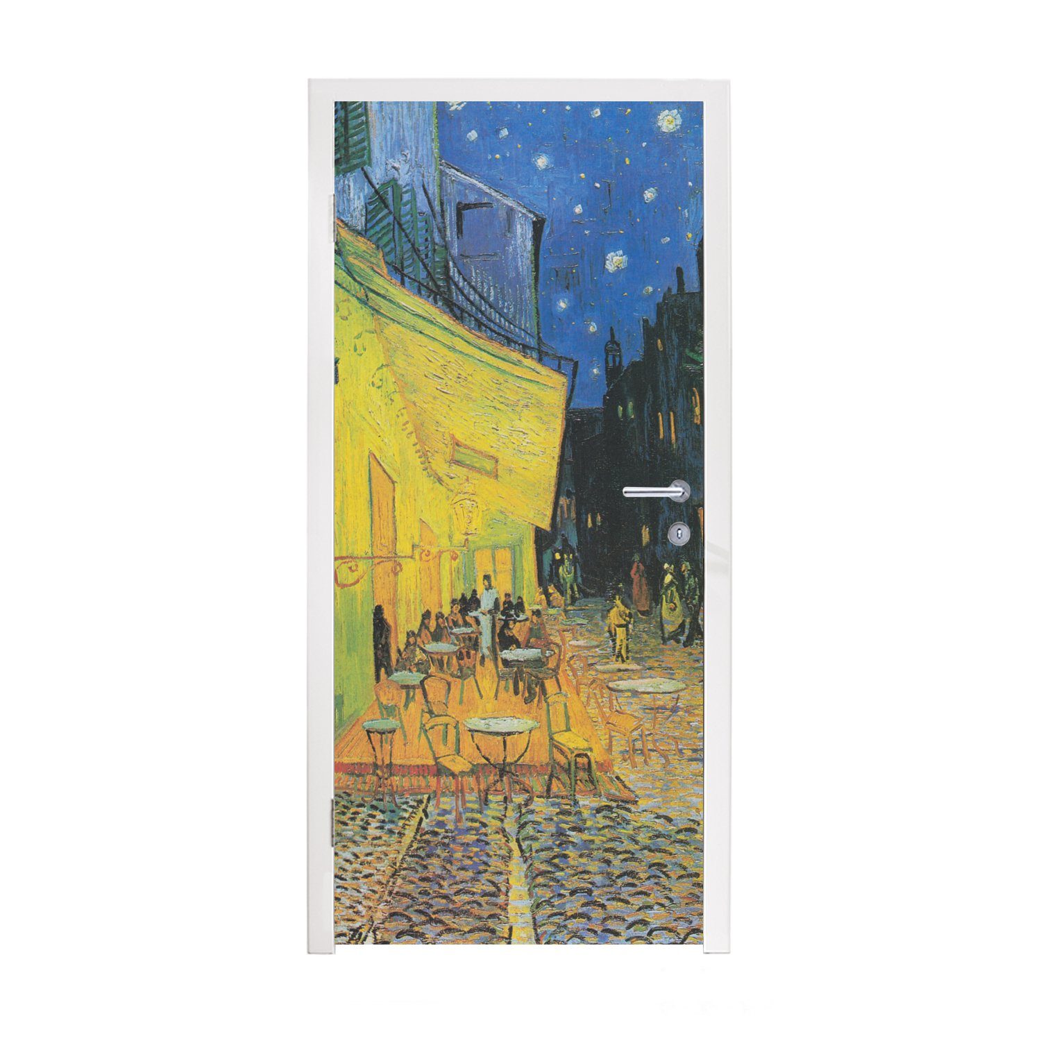 MuchoWow Türtapete Caféterrasse bei Nacht - Vincent van Gogh, Matt, bedruckt, (1 St), Fototapete für Tür, Türaufkleber, 75x205 cm