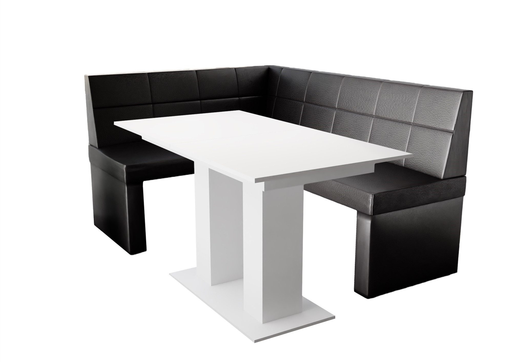 Eckbankgruppe Eckbankgruppe „BLAKE“ Größe 168x128cm mit Tisch Weiß matt