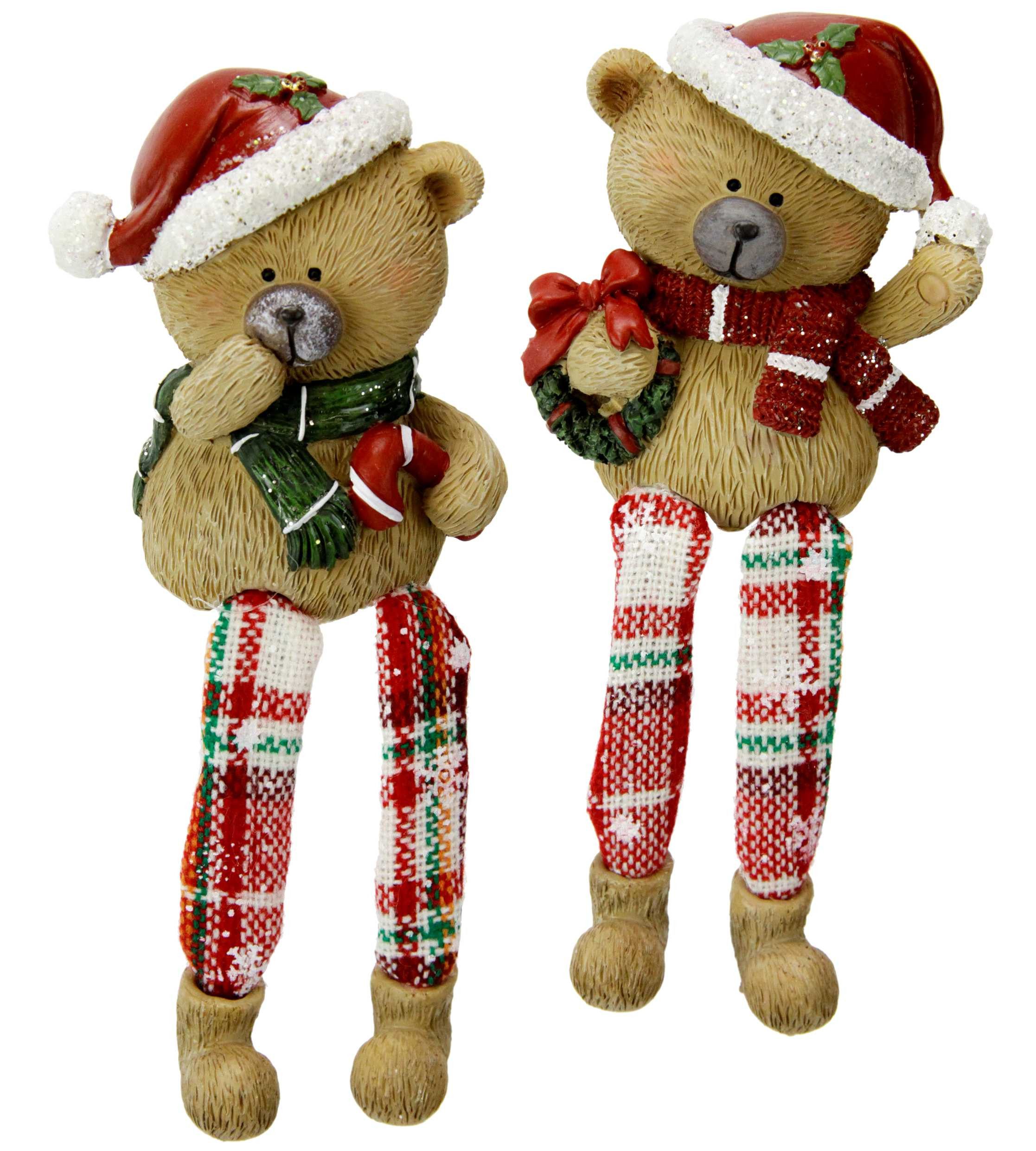 I.GE.A. Dekofigur Kantenhocker Bär, 2er Set Figur Statue Weihnachtsfigur Ornament Weihnachtsdeko