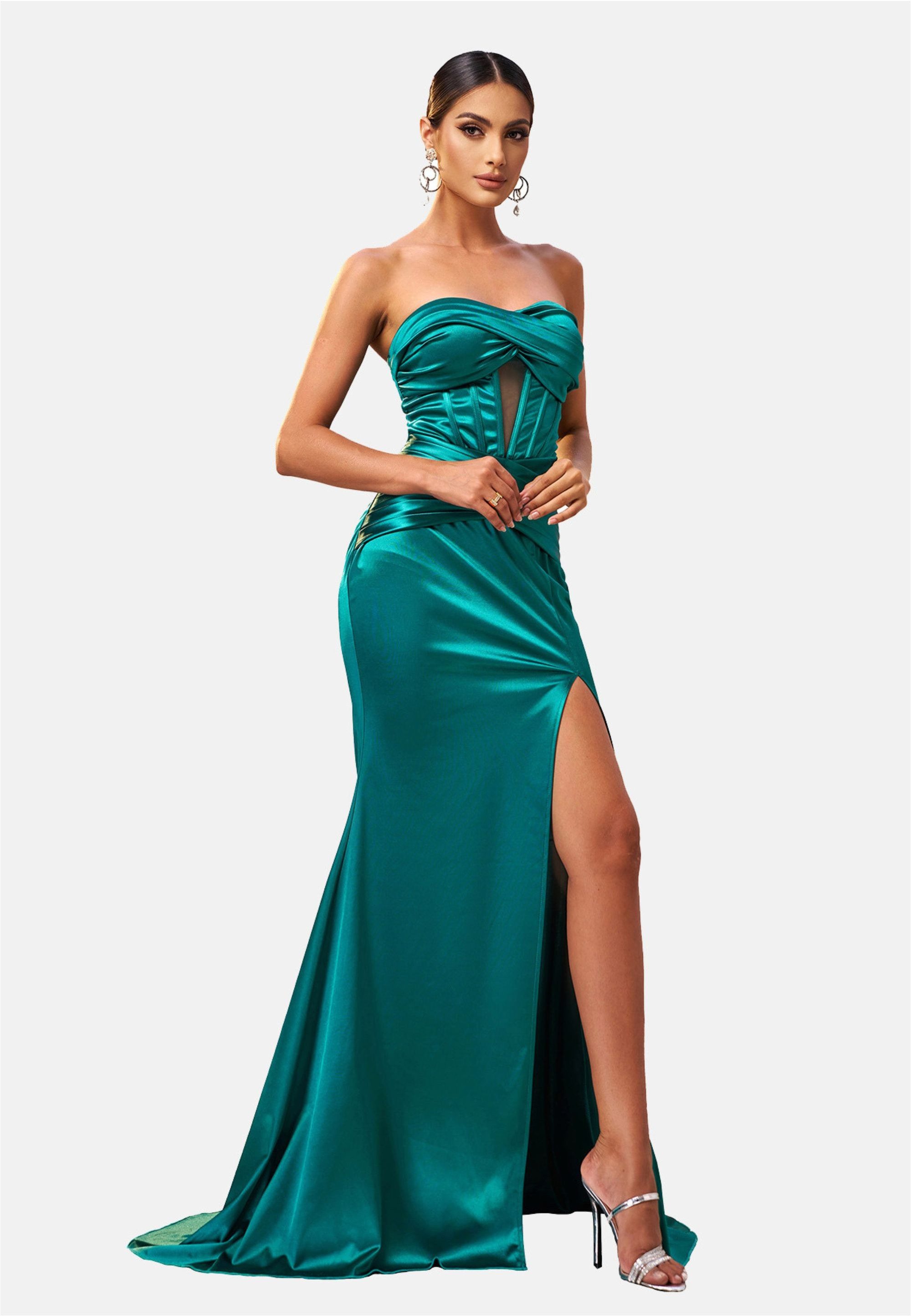 Moda Minx Jerseykleid Daisy Long Slit Dress mit wunderbarem Korsett-Element – Bild 3 von 5