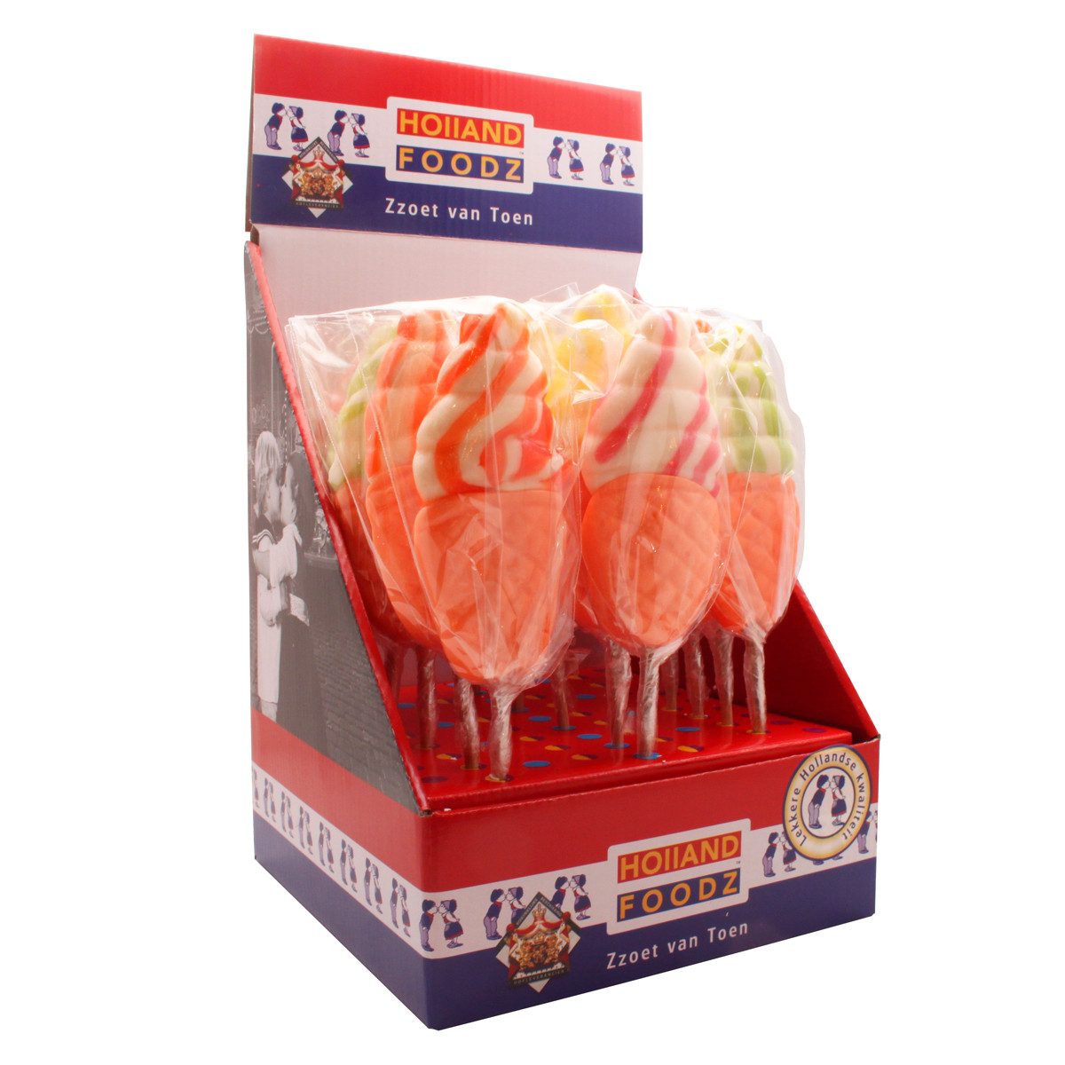 Holland Foodz Süßigkeit, Holland Foodz Eis Lutscher mit Fruchtgeschmack 90g 17er Display