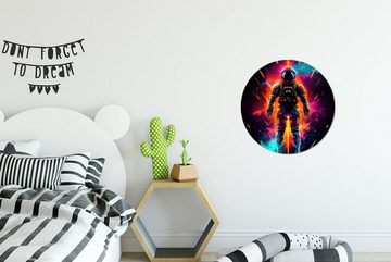 MuchoWow Wandsticker Astronaut - Neon - Spiele - Weltraum (1 St), Tapetenkreis für Kinderzimmer, Tapetenaufkleber, Rund, Wohnzimmer