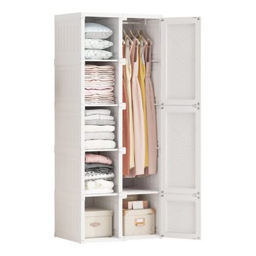 Celya Kleiderschrank Tragbare Kleiderschränke Schlafzimmer Armoire Schrank Aufbewahrungs-Organizer, Weiß