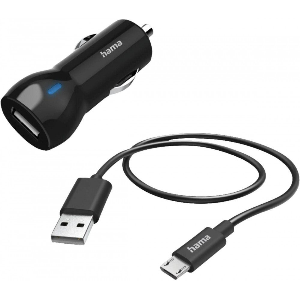 Hama 201613 Kfz-Ladeset, Micro-USB, 12 W Schwarz Elektro-Kabel