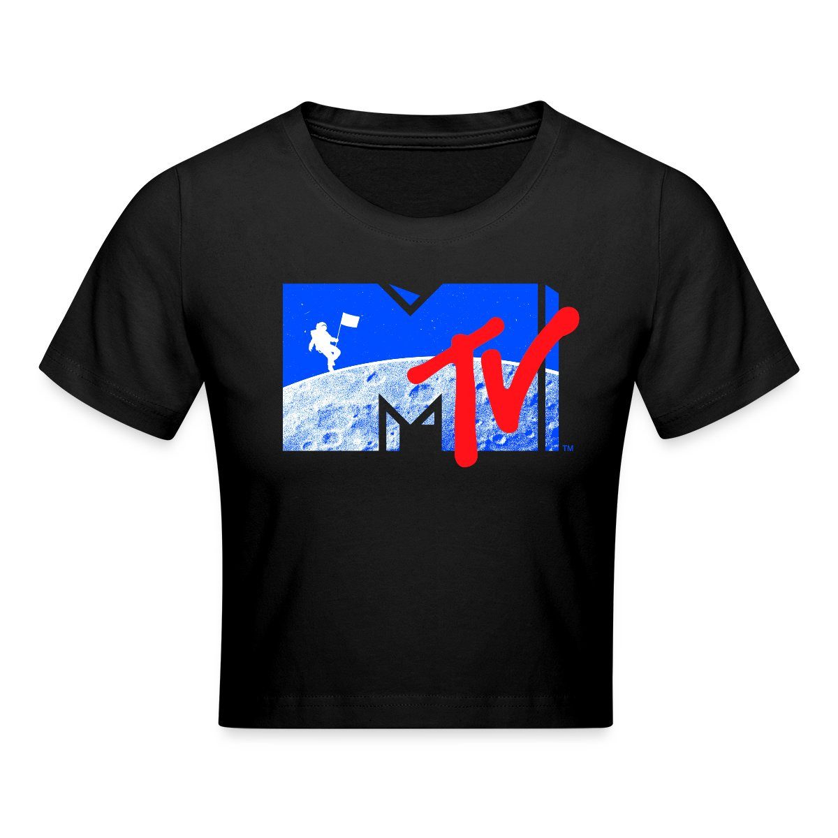 T-Shirt MTV Logo Cooles Mond-Design Mit Astronaut Crop Top