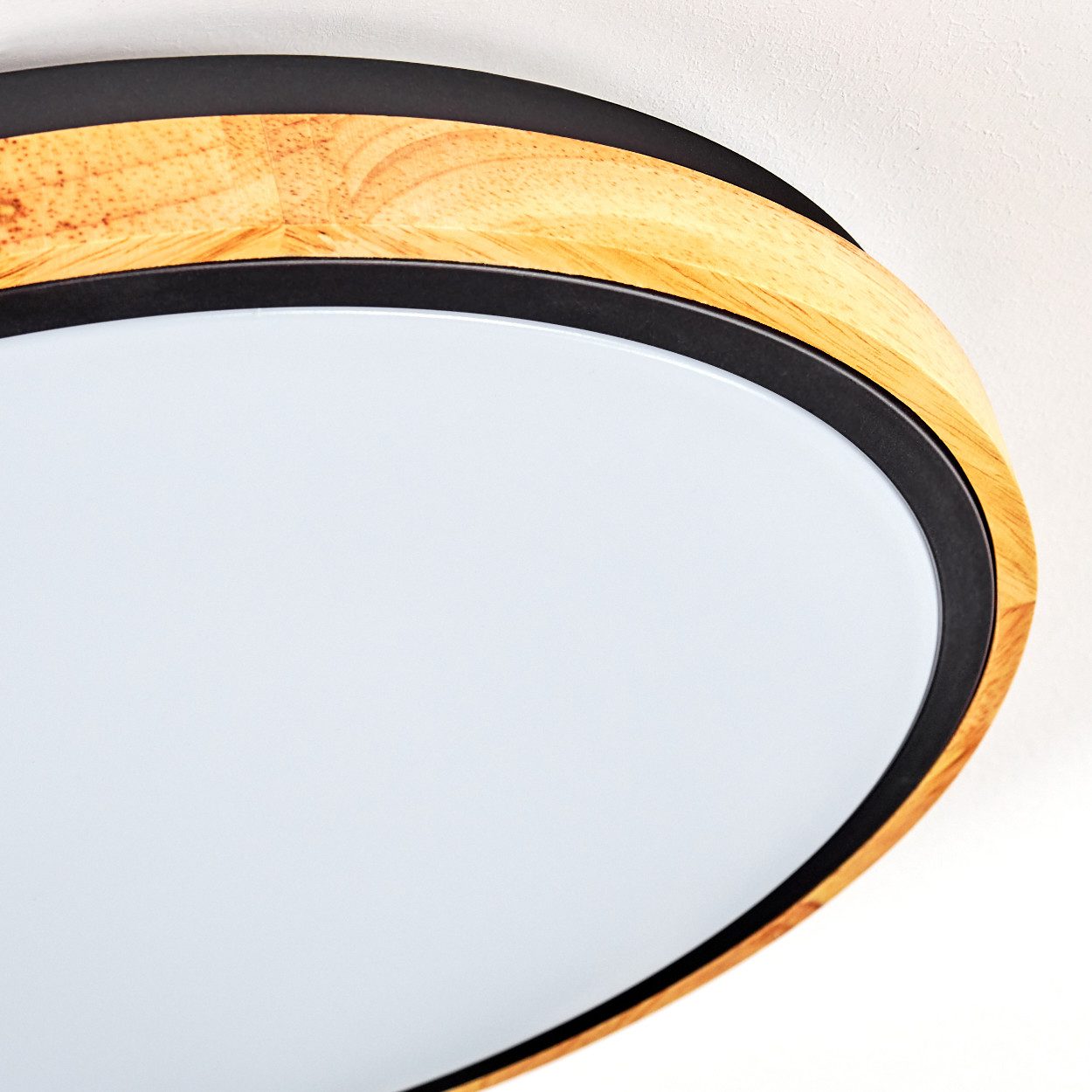 hofstein Deckenleuchte Deckenlampe aus Metall/Holz/Kunststoff in Schwarz/Natur/Weiß, ohne Leuchtmittel, Leuchte im moderne Design (40 cm), CCT einstellbar, Fern – Bild 3 von 5