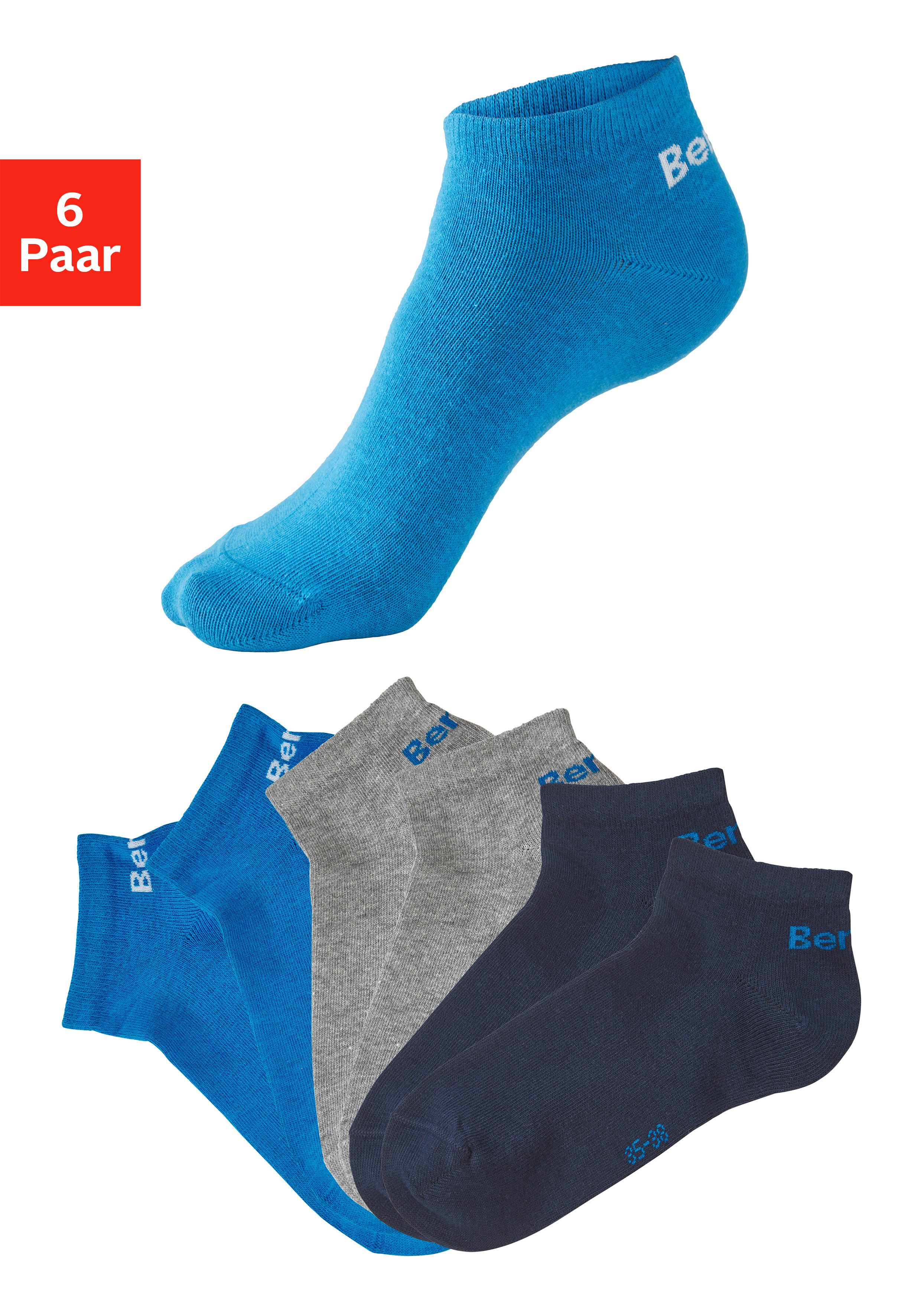 Bench. Sneakersocken für Damen und Herren in Baumwollmischung, für Sport und Freizeit (Packung, 6-Paar, Gr. 35-38 bis 43-46) mit klassischem Logoschriftzug, ohne Frottee