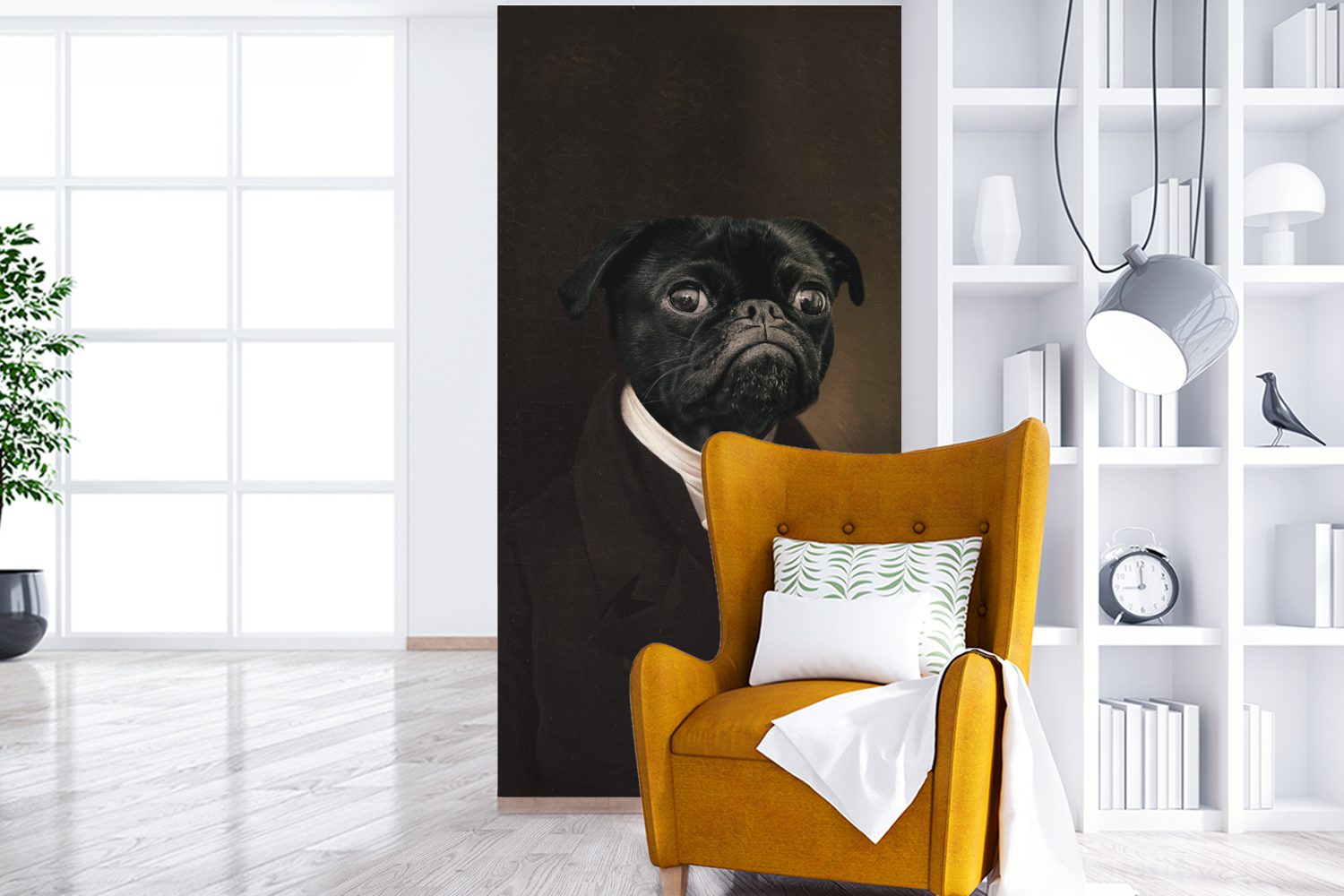 MuchoWow Fototapete Hund - Kunst für Schlafzimmer bedruckt, St), Küche, Wohnzimmer Fototapete - (2 Vliestapete Tiere, Matt