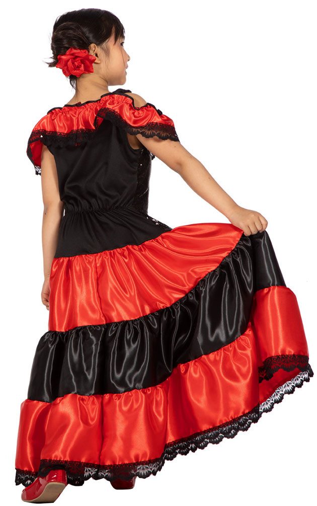 Karneval-Klamotten Kostüm Spanierin Mädchenkostüm Flamenco Tänzerin, Kinderkostüm Mädchenkostüm spanisches Carmen Kleid Karneval