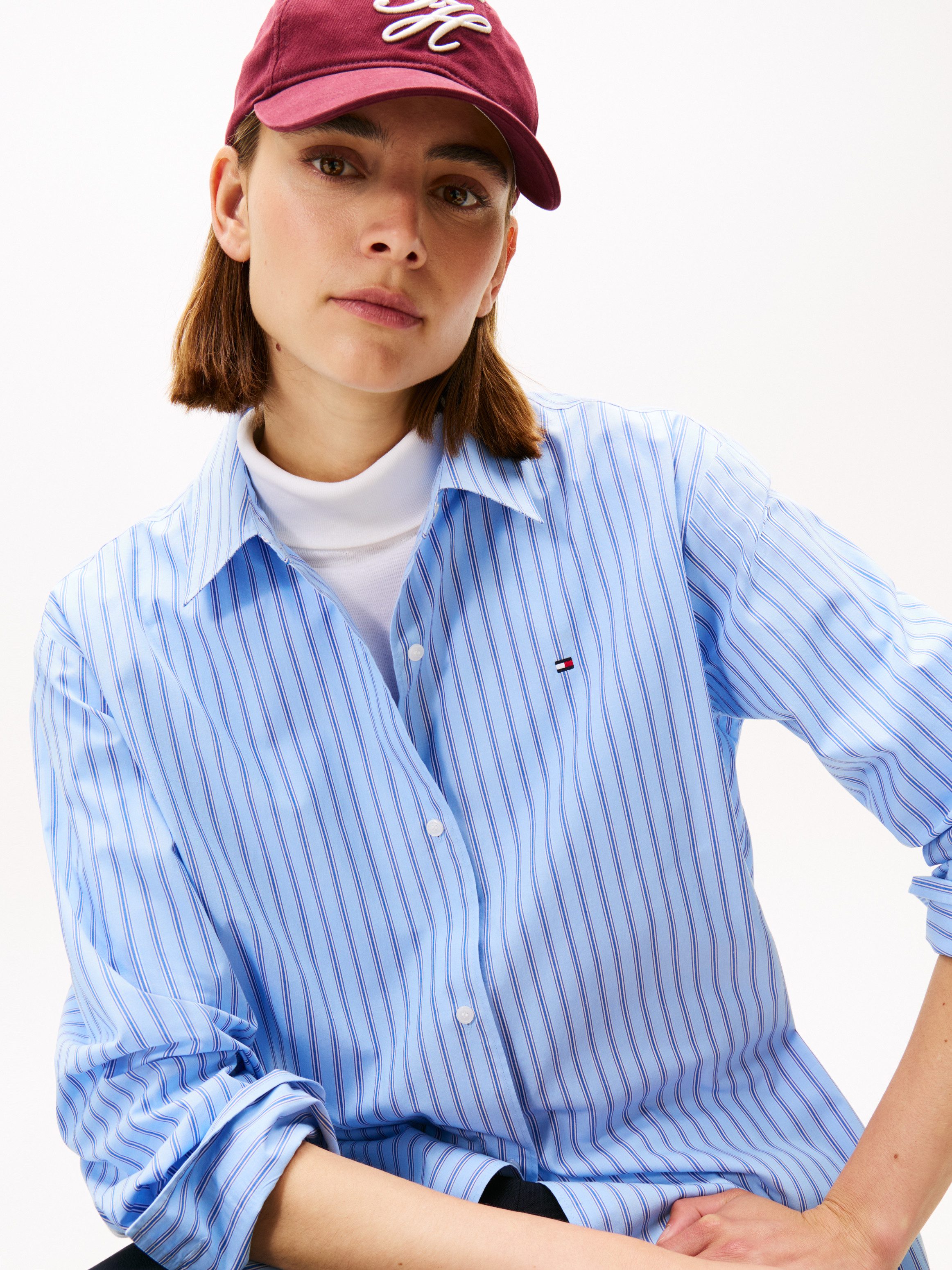 Tommy Hilfiger Hemdbluse ESS POPLIN EASY FIT SHIRT mit abgerundetem Saum günstig online kaufen