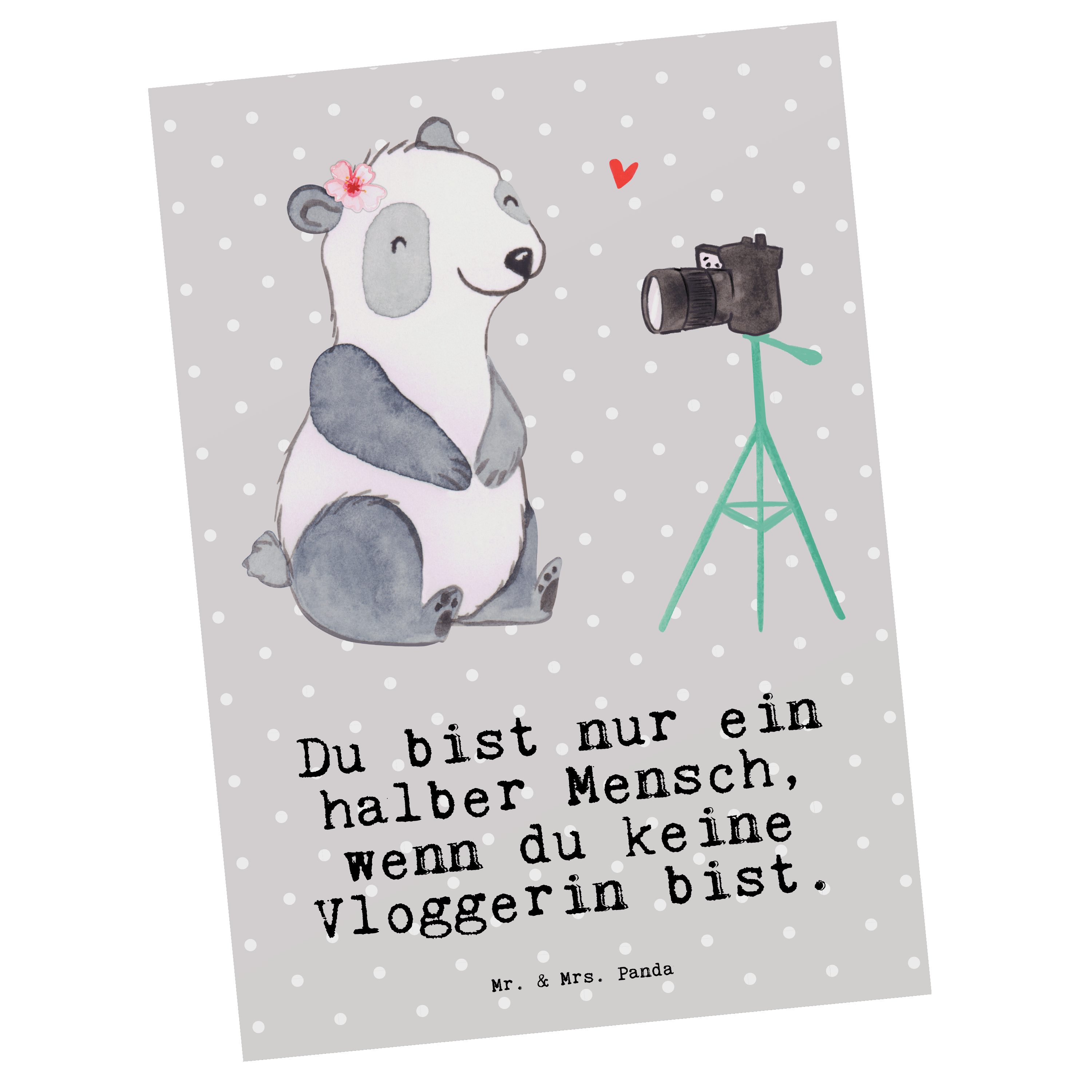 Pastell Einladung, Geschenk, & Grau Herz Postkarte Sc mit Panda Vloggerin Mrs. Mr. Abschied, - -