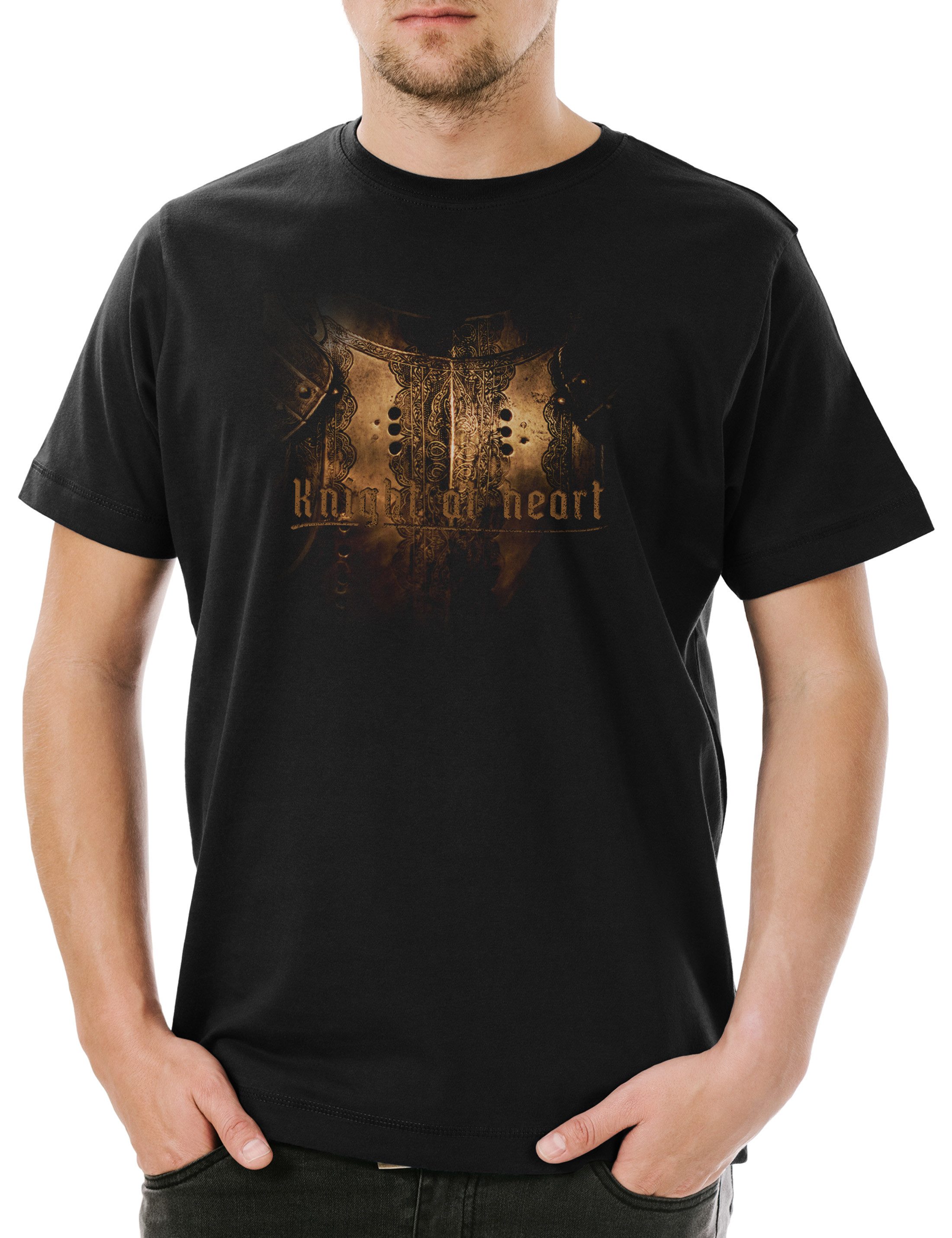 Urban Backwoods Print-Shirt Knight At Heart Herren T-Shirt Rüstung Armor Tugenden Ritter Seven 7 (1-tlg) Virtues Tempelritter Crusader Vertus