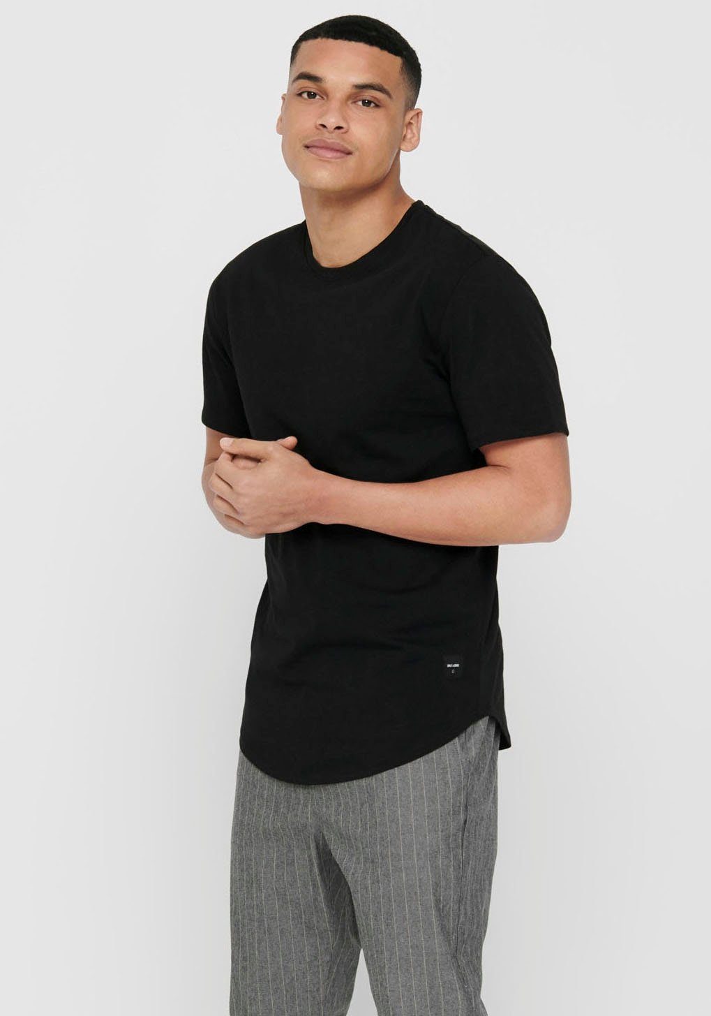 ONLY & SONS Rundhalsshirt ONSMATT LONGY TEE Black