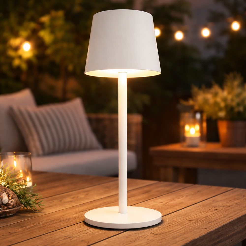 GLOBO LIGHTING LED Tischleuchte, LED-Leuchtmittel fest verbaut, Warmweiß, Neutralweiß, Tageslichtweiß, Farbwechsel, Tischleuchte LED Innen Außen Touchdimmer Akku USB weiß CCT Balkonlampe