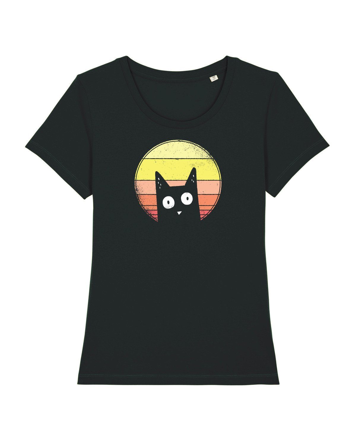 wat? Apparel Print-Shirt Sunset Cat (1-tlg) schwarz