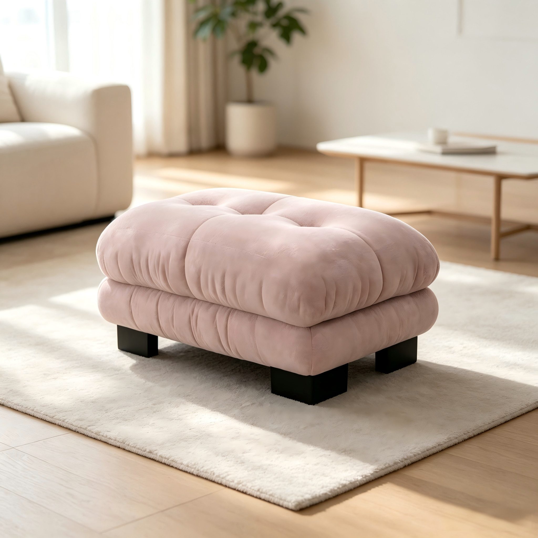 BlingBin Polsterhocker 112x68cm Fußhocker Hocker Fußbank Fußstütze aus Chenille (1 Stück, 1 St., 112B x 68T x 52H cm), Ottoman mit pflegeleichter Stoffbezug, passend zum Big Sofa