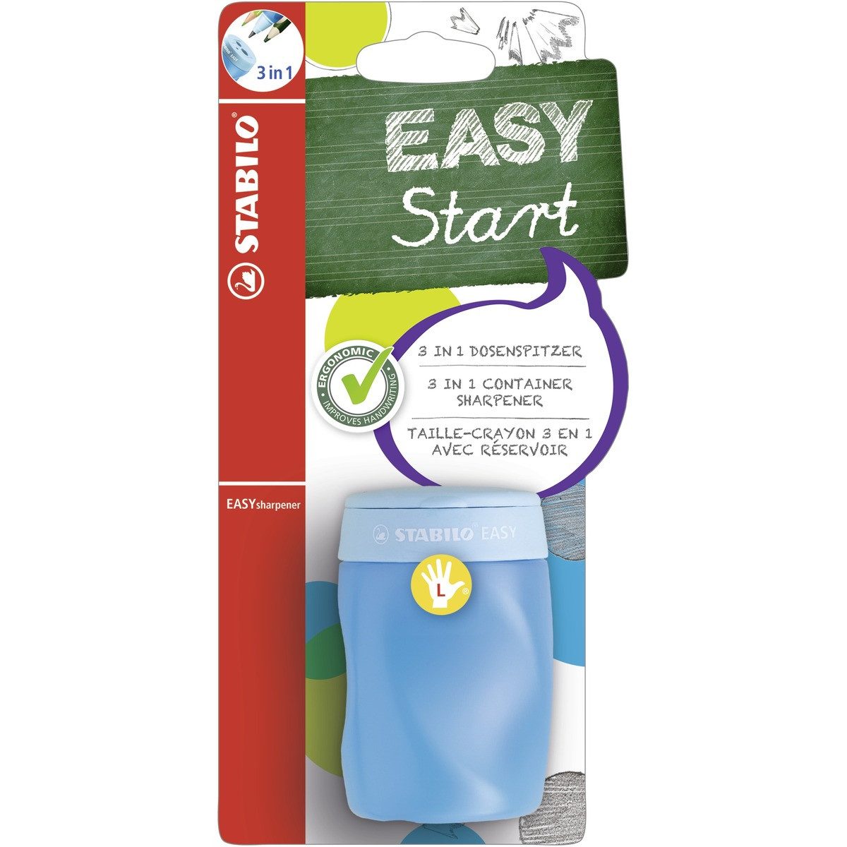 STABILO Anspitzer STABILO Spitzdose EASYsharpener 3in1 LH blau Blister