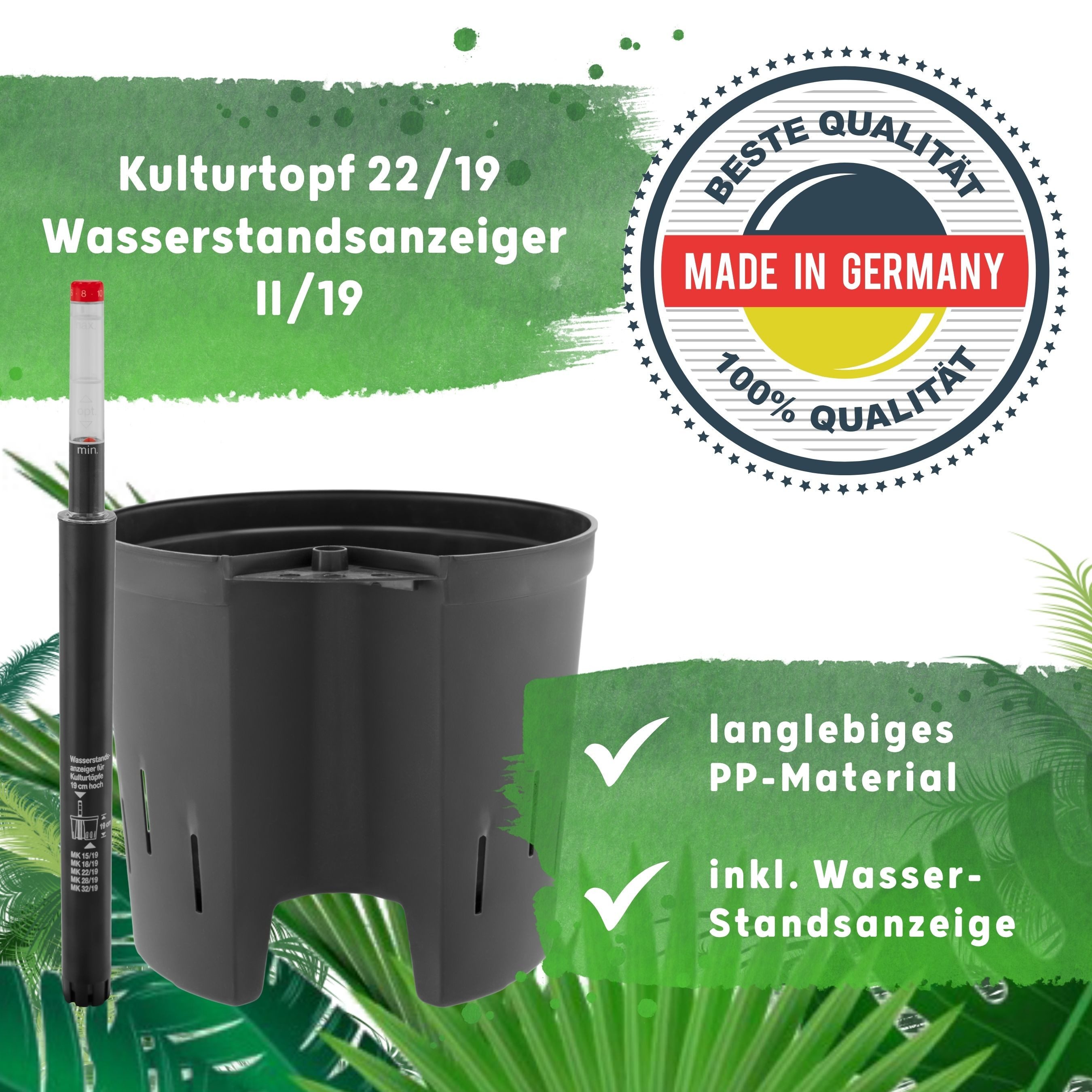 LENI Blumentopf "Classic" Hydrokultur Komplett-Set Selbst-Bewässerungssystem (Hydrokultur-Set, 2 St., Übertopf, Kulturtopf, Gießanzeige + 1 x 5L Substrat & 1L Dünger), Wasserdichtes Pflanzgefäß für Indoor & Outdoor