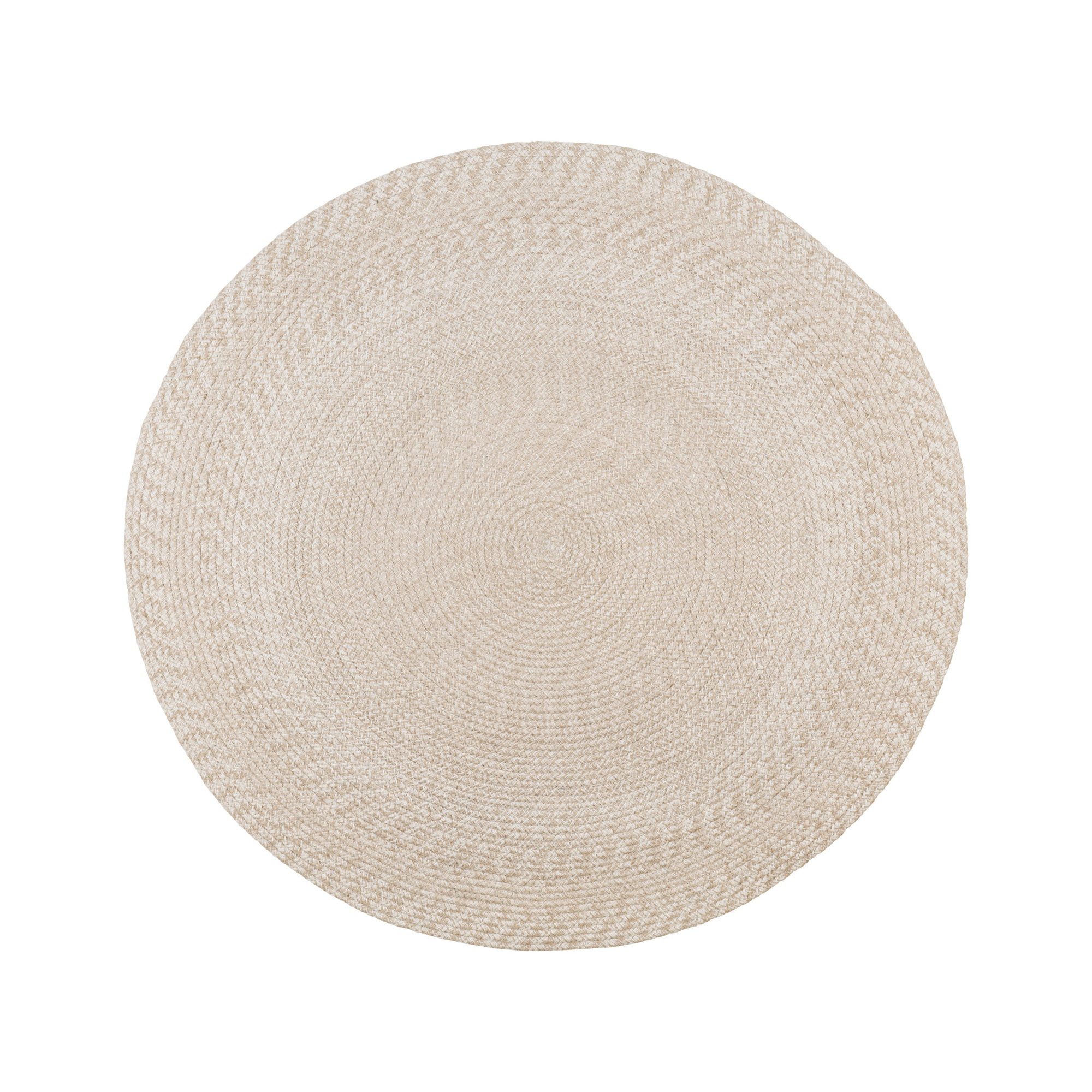 tinkaro Teppich Menorca ø120 cm Sand, quadratisch, Höhe: 1 mm, Behaglicher Bodenbelag aus PET zur Zonierung verschiedener Wohnräume