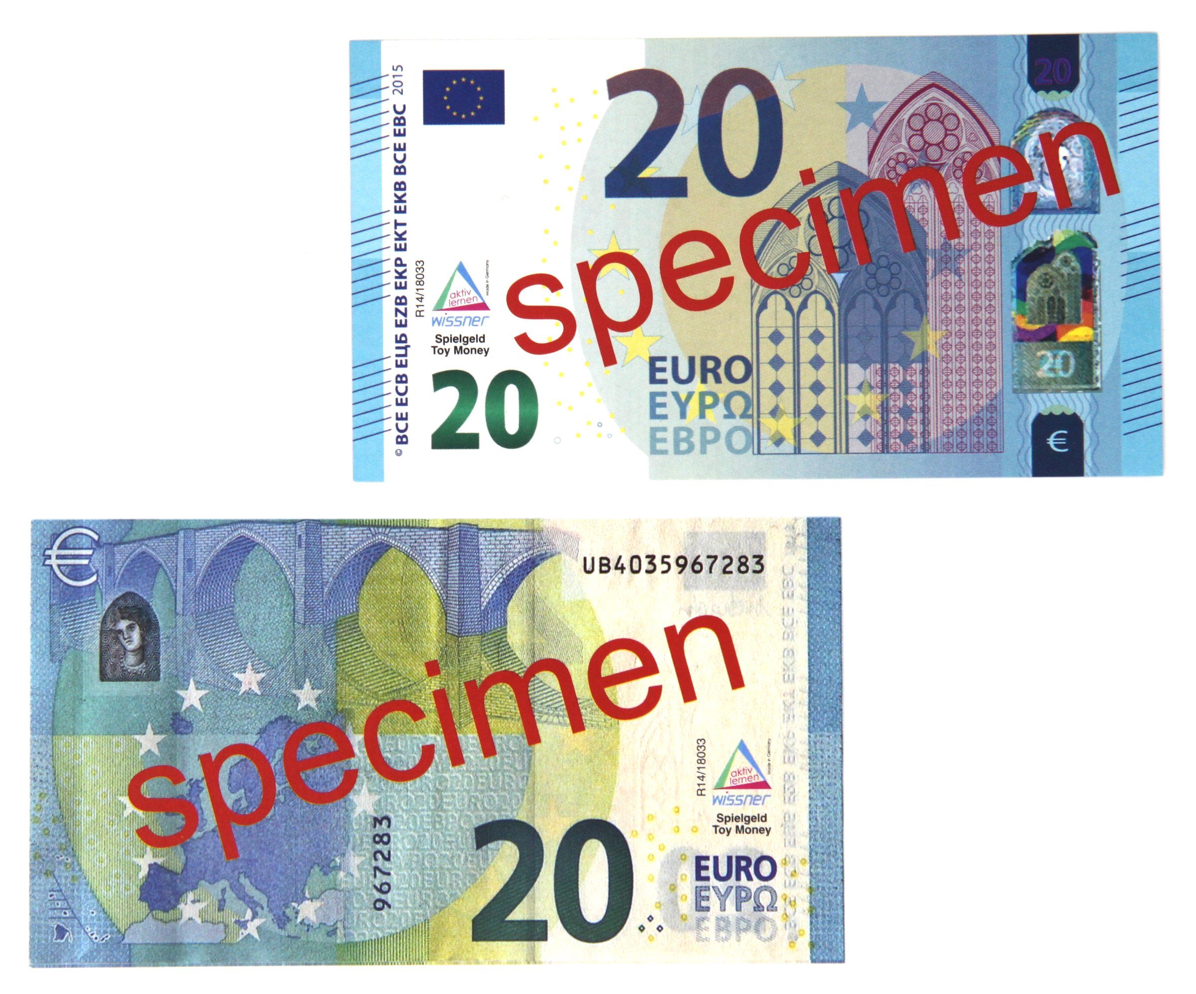 Wissner® aktiv lernen Lernspielzeug 20 Euro-Schein (100 Stück), RE-Plastic®