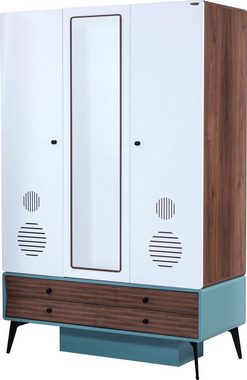 Möbel-Lux Jugendzimmer-Set Atom Lajivert, (Set, 3-St., Jugendbett, Kleiderschrank, Nachttisch), mit Lautsprecher, LED, USB 100x200cm