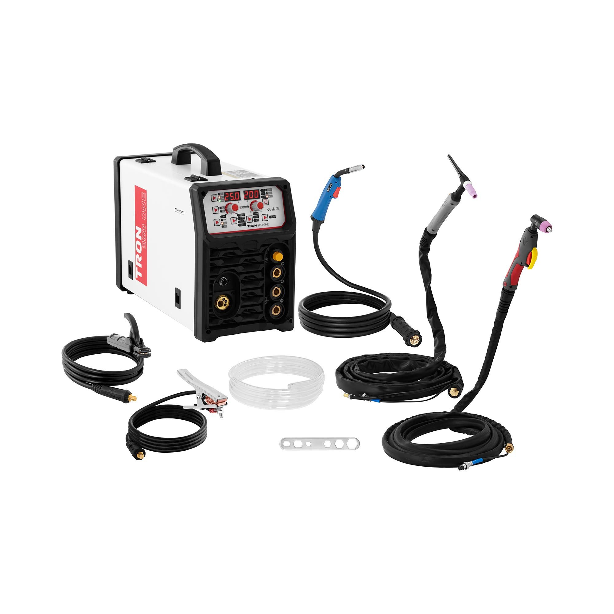Welbach Elektroschweißgerät 4in1 Kombi-Schweißgerät MIG / MAG WIG Plasma E-Hand IGBT 200A Synergie