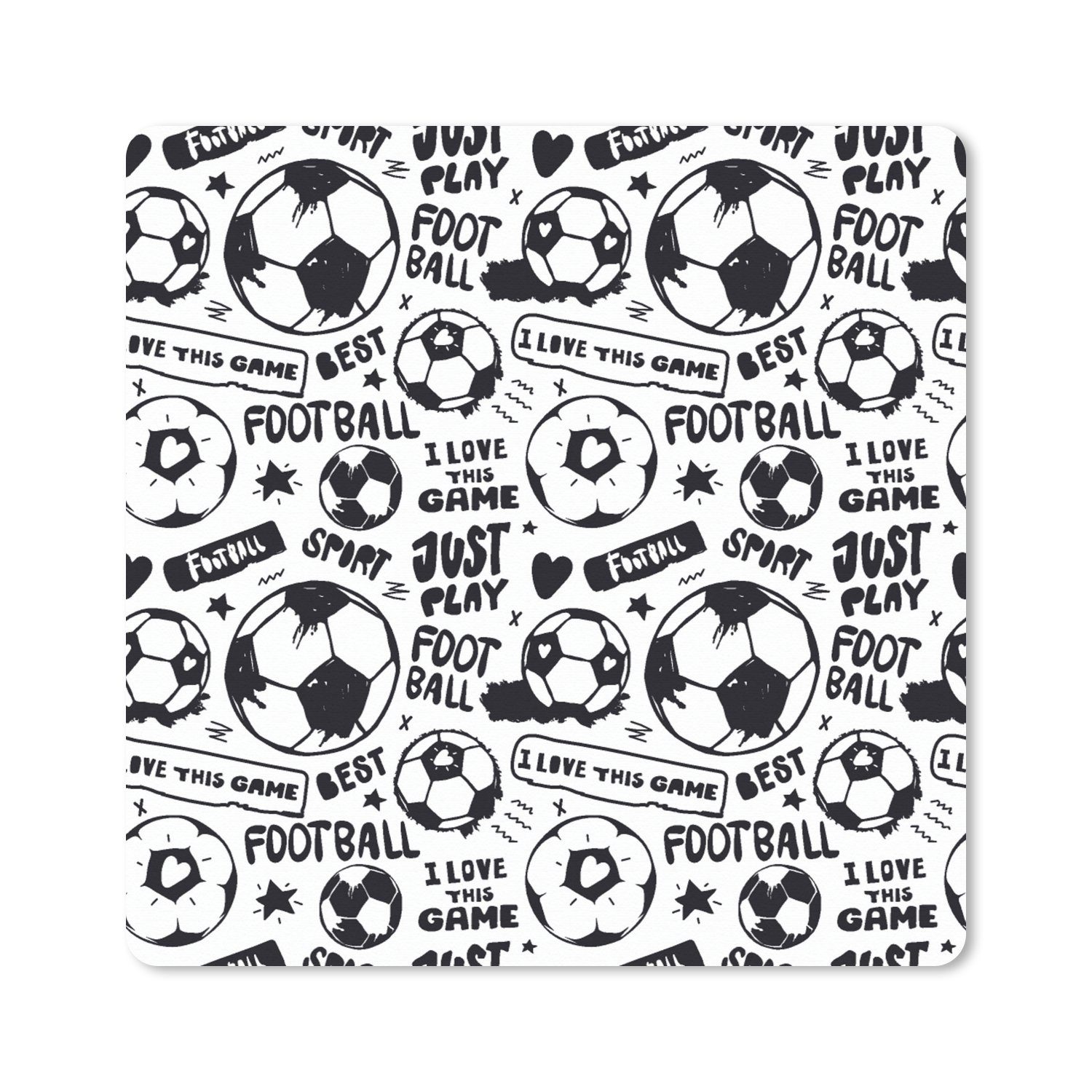 MuchoWow Gaming Mauspad Fußball - Sport - Zitate - Muster (1-St), Gaming, Rutschfester Unterseite, Mausunterlage, 80x80 cm, XXL, Großes