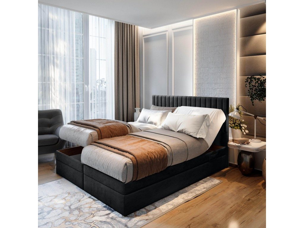 TRADA Boxspringbett ADELE mit Taschenmatratze & Topper 140x200 cm (Set, Bett (zwei Bettkasten) + Matratz + Topper), Elektrische Zahnstangenverstellung per Fernbedienung