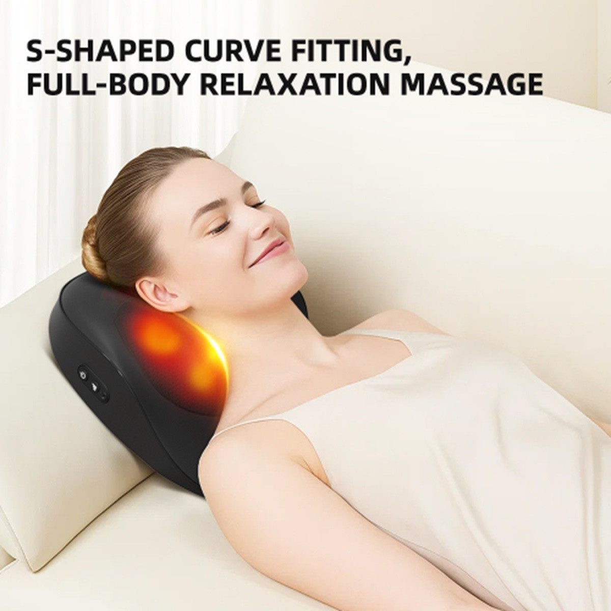 Novzep Massagekissen Multifunktionales Massagekissen – 6-Zonen-Präzisionsmassage Nacken, 3 Geschwindigkeitsstufen, tragbares Design