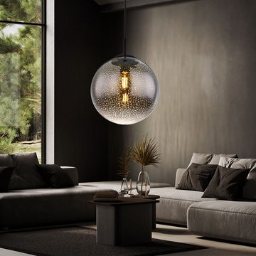 Globo LED Pendelleuchte, Leuchtmittel inklusive, Warmweiß, Hängeleuchte Pendellampe Esstischlampe dimmbar Fernbedienung Rauchglas