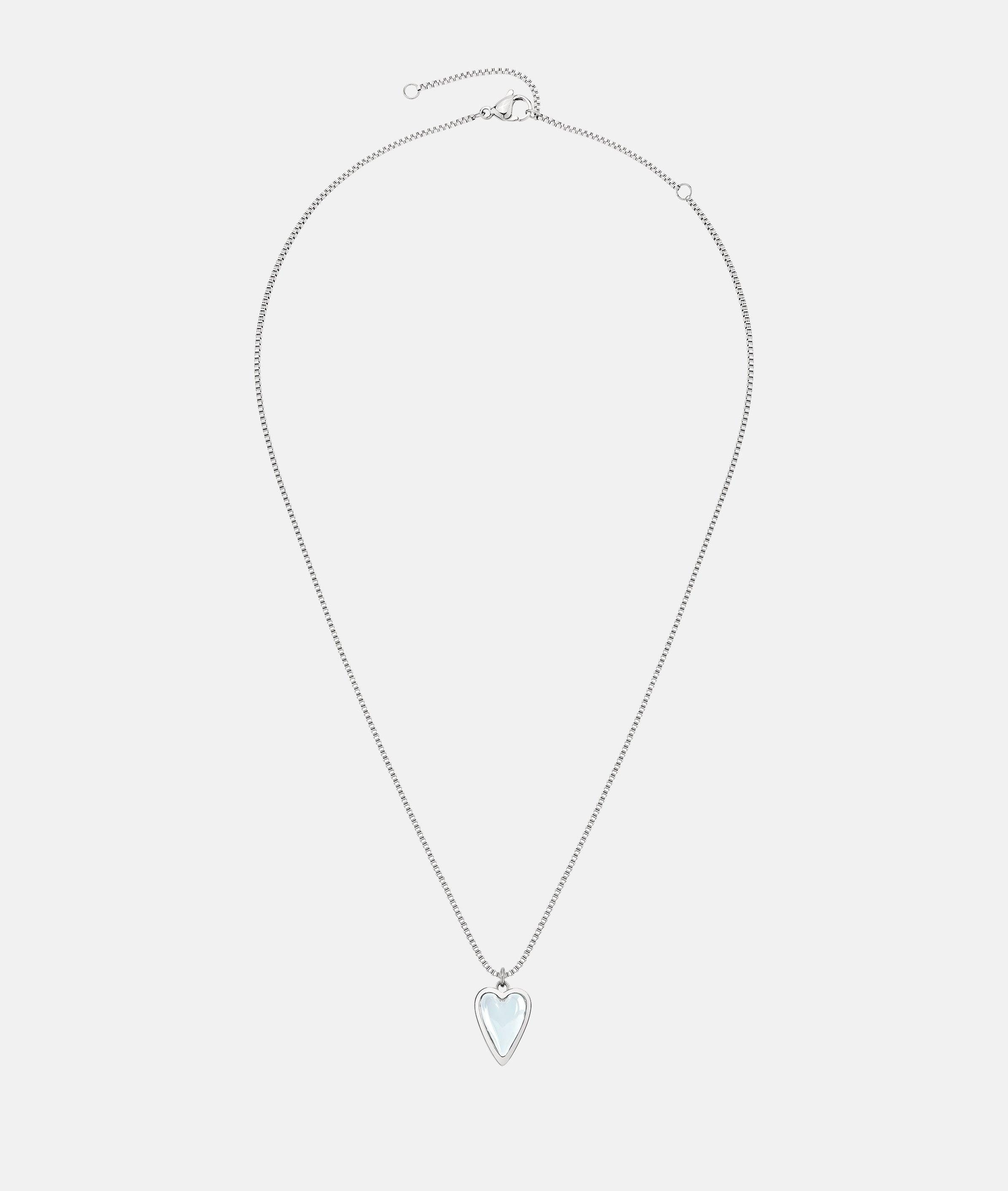 Valentinstagsgeschenk Liebeskind Berlin Kette mit Anhänger Schmuck Geschenk Edelstahl Halskette Glass Heart, mit Glasstein, silberfarben, edelstahlfar