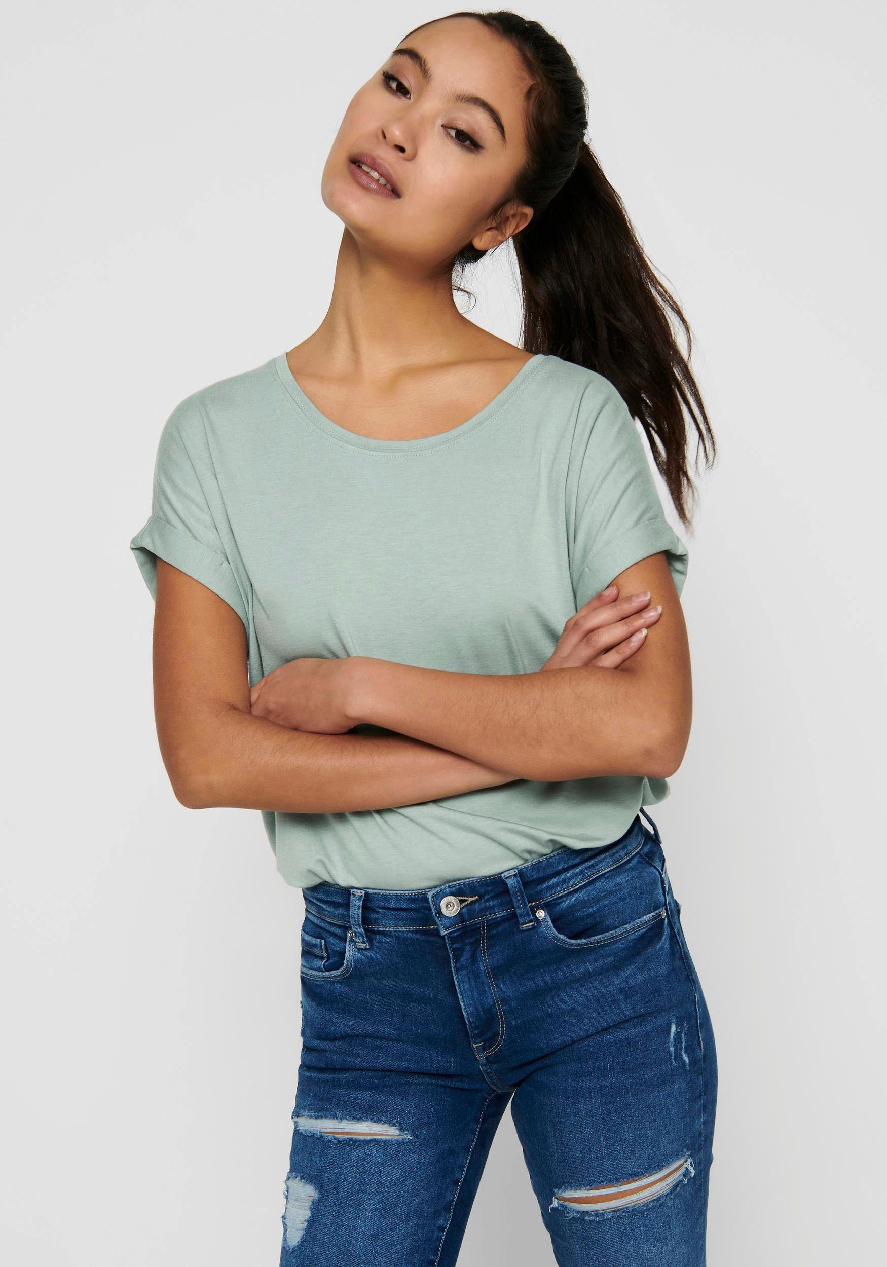 ONLY T-Shirt "ONLMOSTER – Kurzarmshirt mit Aufschlag und klassischem Look", günstig online kaufen