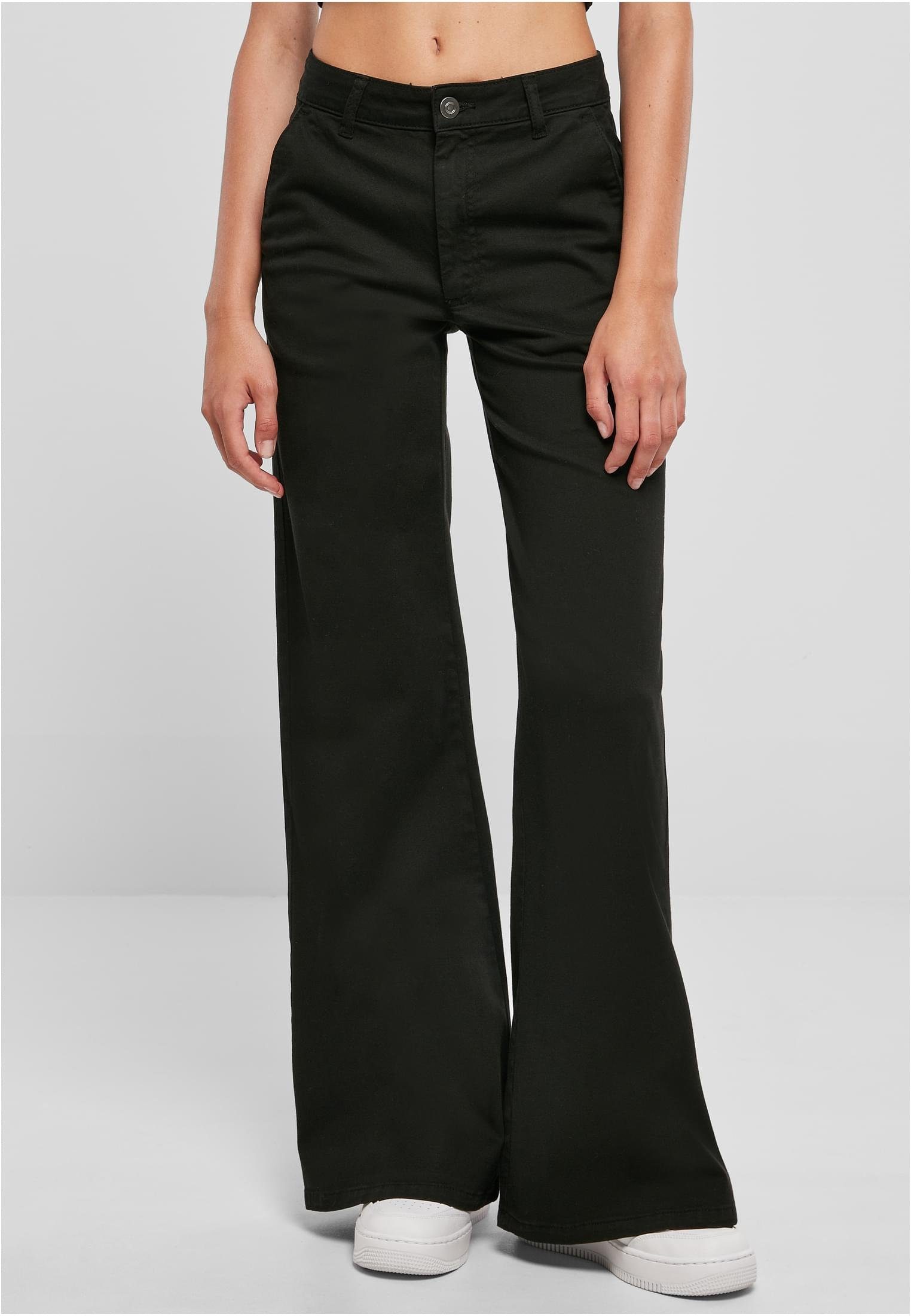 URBAN CLASSICS Chinos Damen Ladies High Waist Wide Leg Chino Pants (1-tlg) black | Weite Jeans