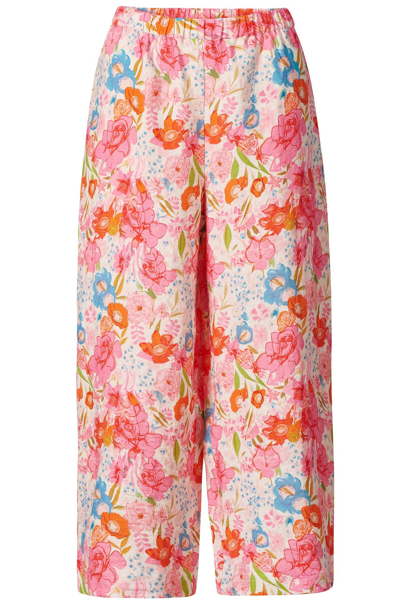 Himalaya Clothing Stoffhose Leinenhose Damen mit lebendigem Rosenmuster - A günstig online kaufen