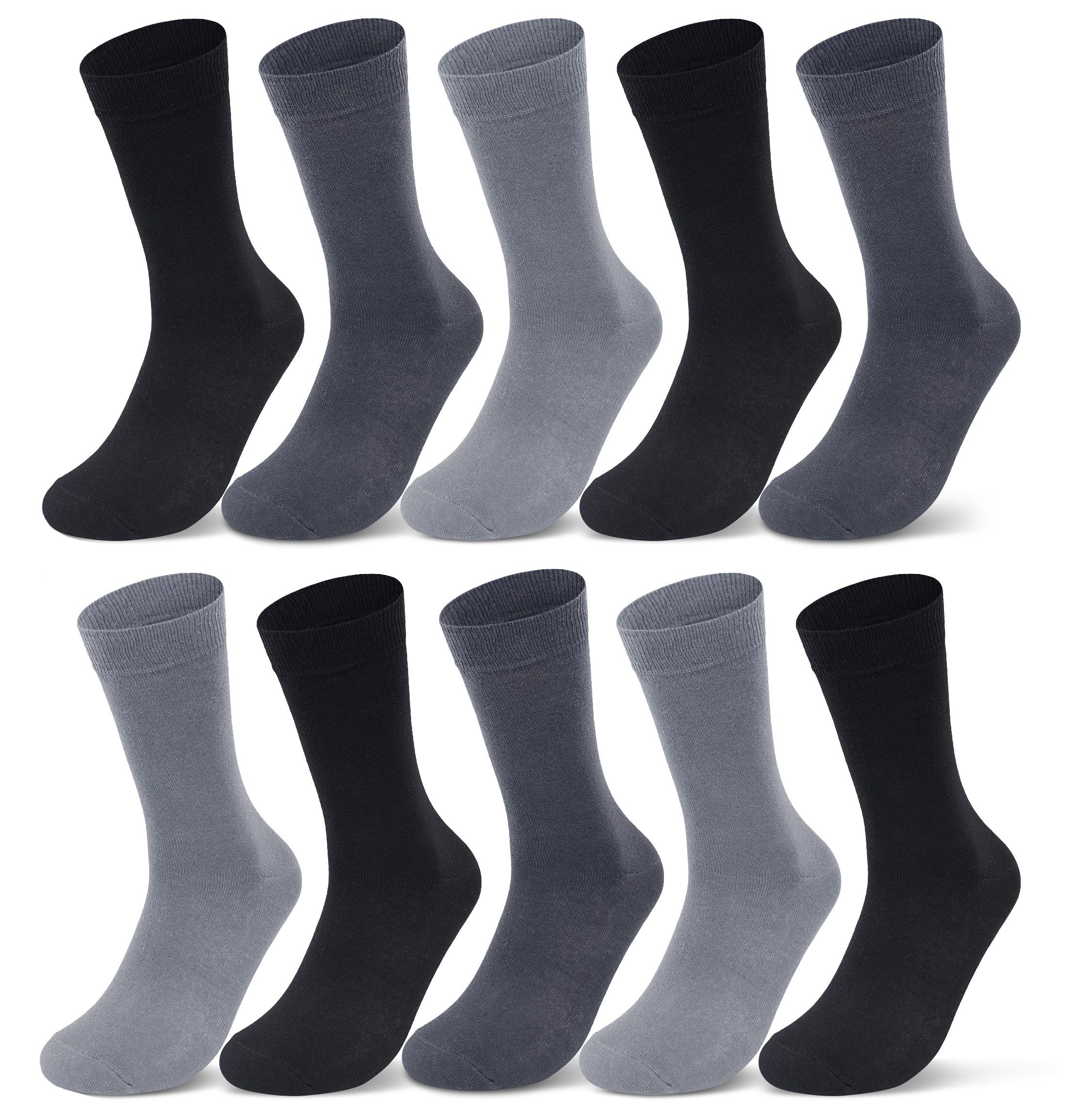 sockenkauf24 Socken 10 I 20 I 30 Paar Damen & Herren Business Socken Baumwolle (Anthrazit, Schwarz, Grau, 10-Paar, 43-46) mit Komfortbund Strümpfe - 10700