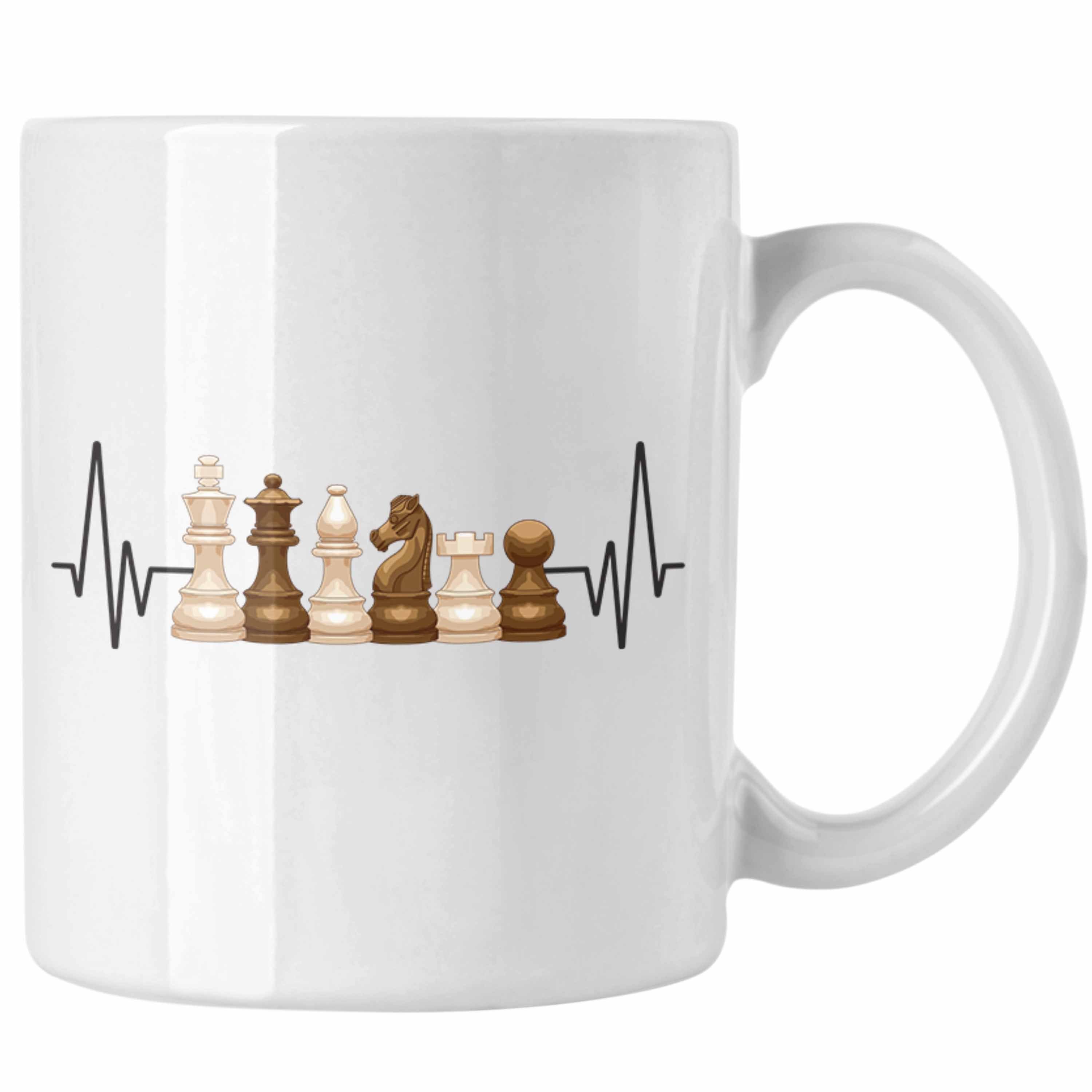 Schach Hobby Schachspieler Geschenk Trendation für Herzschlag Tasse Weiss - Tasse Trendation