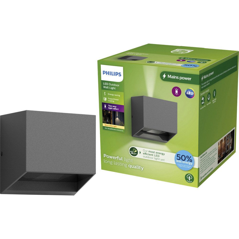Philips Außen-Wandleuchte Philips LED Alix 929004140901 LED-Außenwandleuchte LED 8.6 W Anthraz