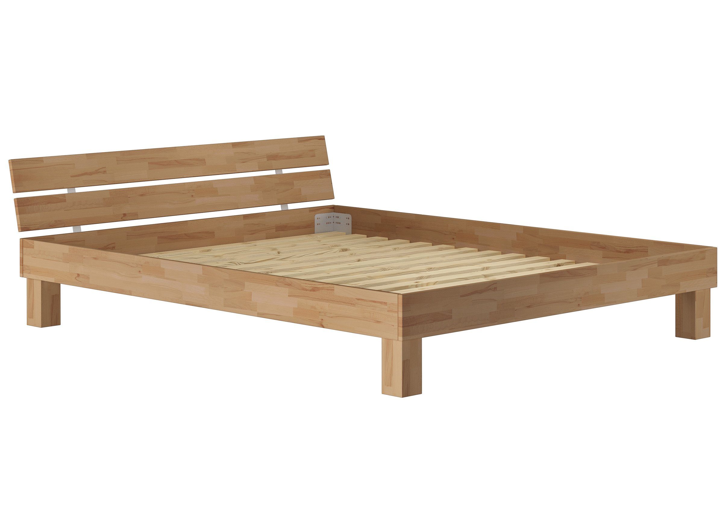 ERST-HOLZ Bett Ehebett Futonbett Doppelbett 180x200 Buche geölt mit Rollrost, Buchegeölt