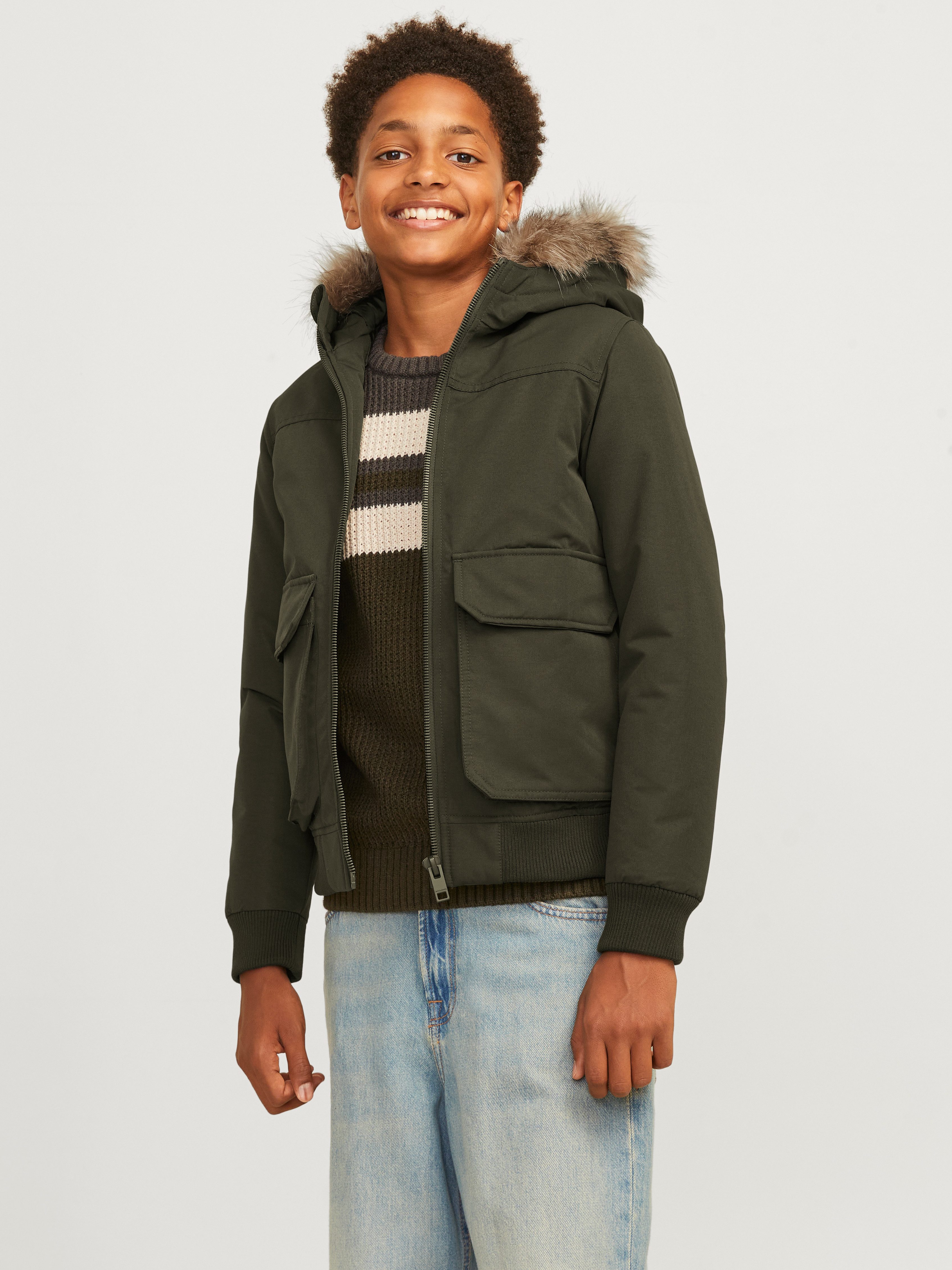 Jack & Jones Junior Outdoorjacke JJECONSTRUCT DETACHABLE FUR BOMBER JNR
