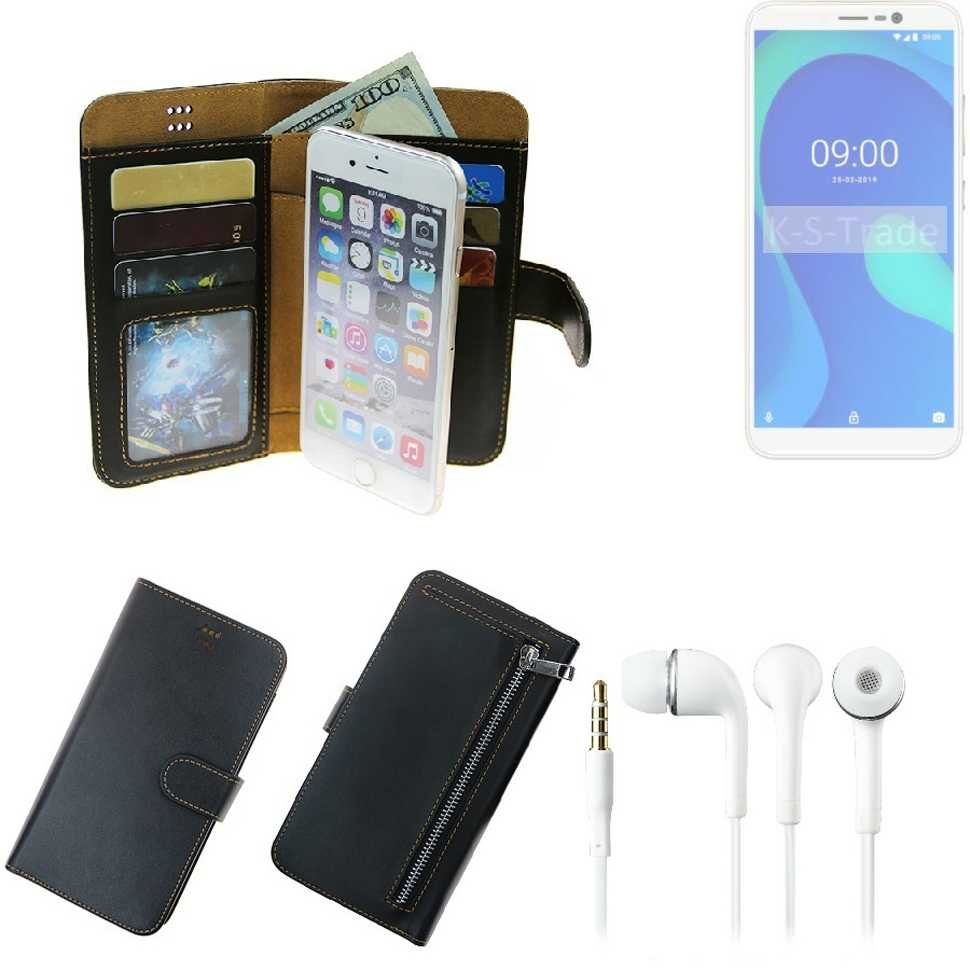 K-S-Trade Handyhülle für Wiko Y80, TOP SET Handy Hülle Schutz Hülle schwarz aus Kunstleder +